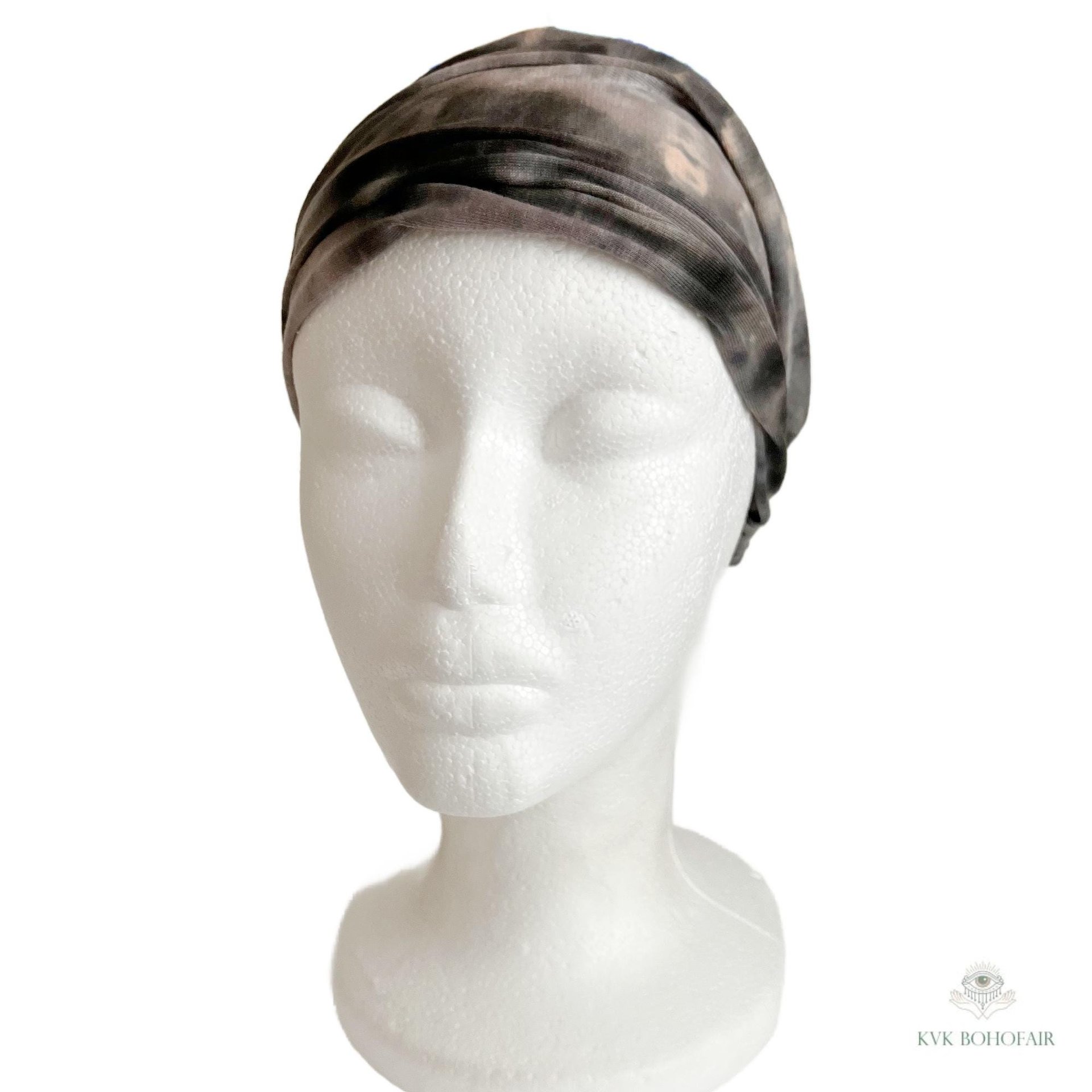 Brown Tie-Dye Boho Headband -  Stylish Bohemian Headwrap, Headbands for Women