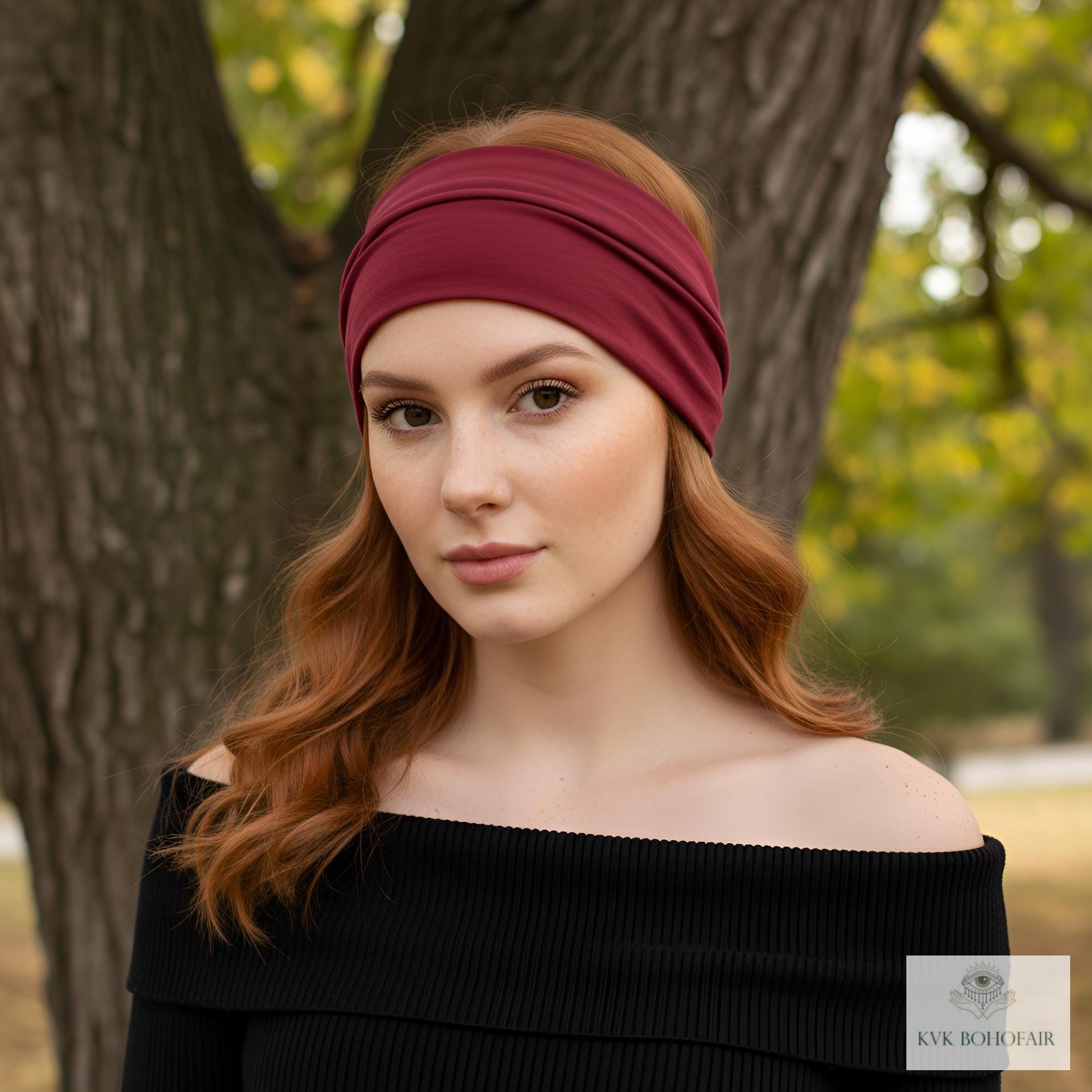 Red Boho Headband -  Stylish Bohemian Headwrap, Headbands for Women