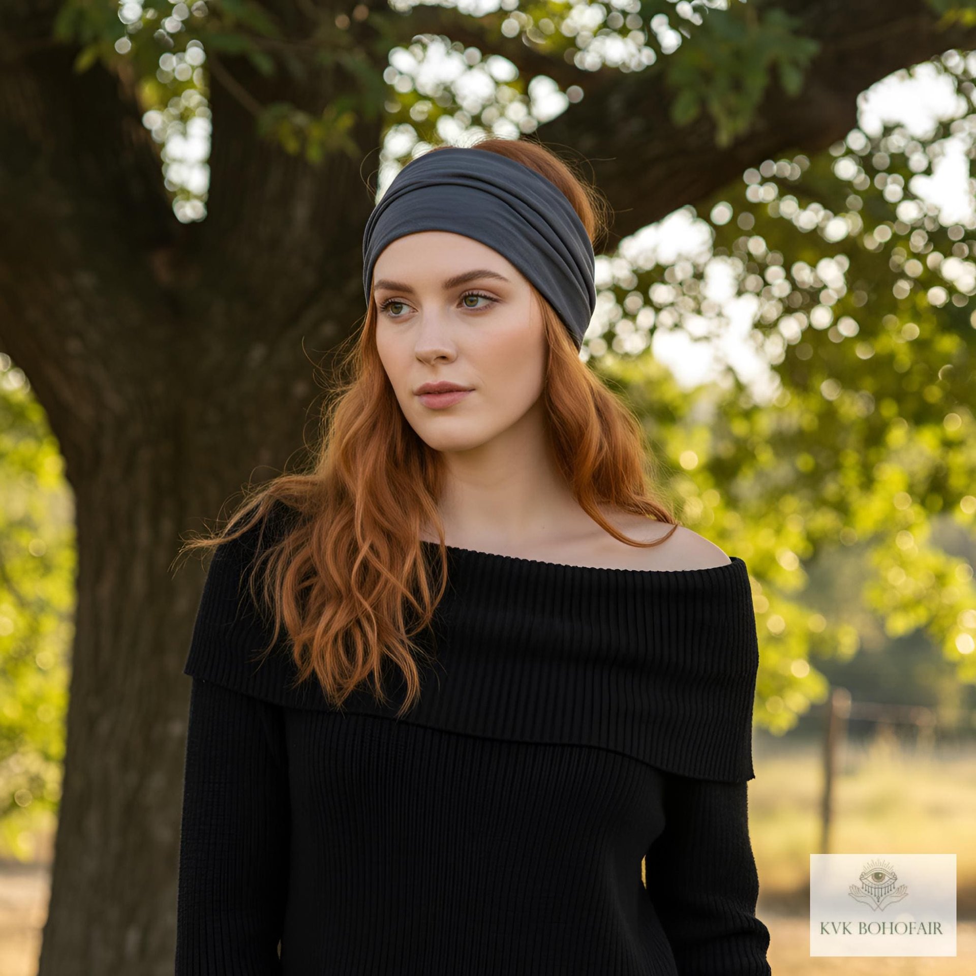 Gray Boho Headband - Stylish Bohemian Headwrap, Headbands for Women