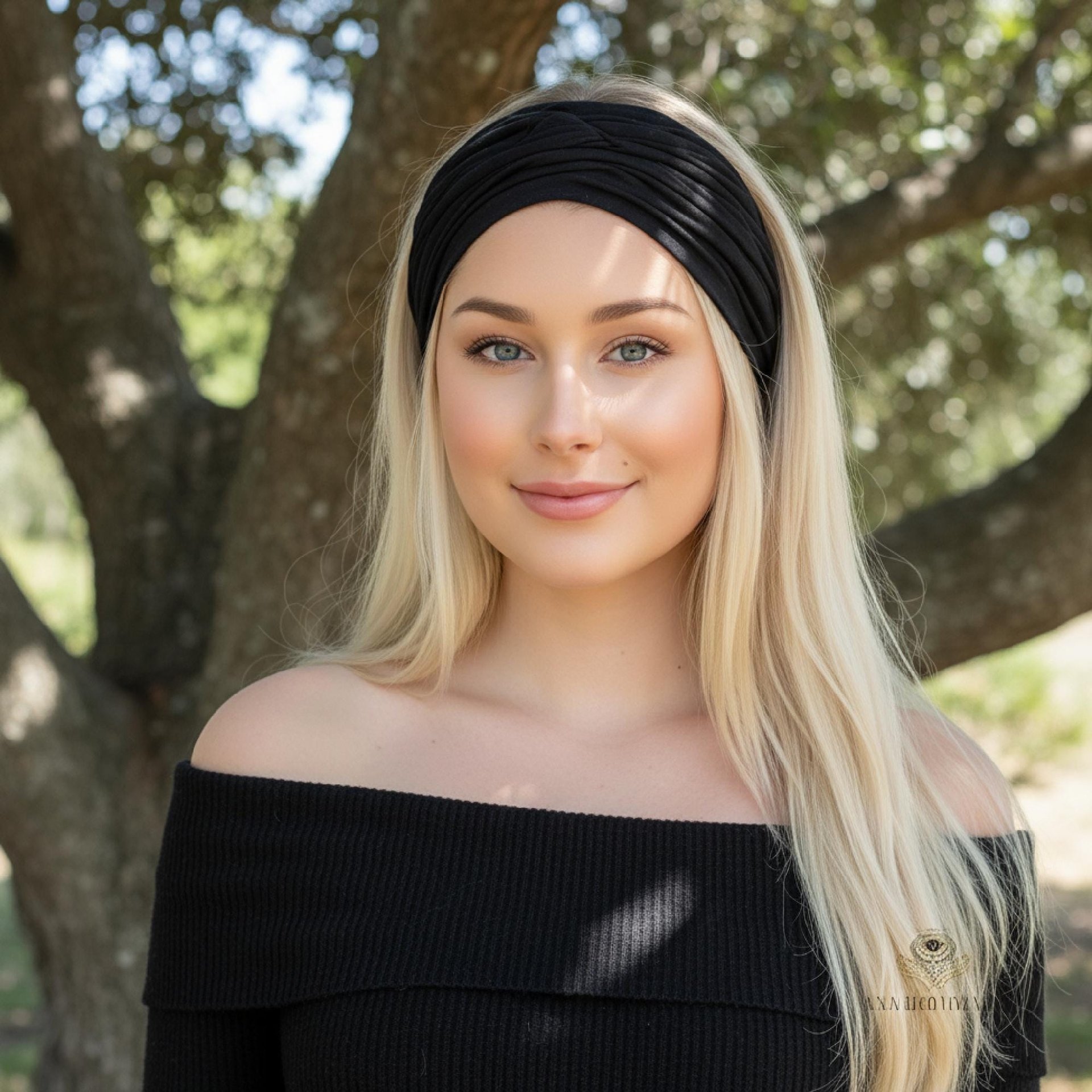 Black Boho Headband -  Stylish Bohemian Headwrap, Headbands for Women