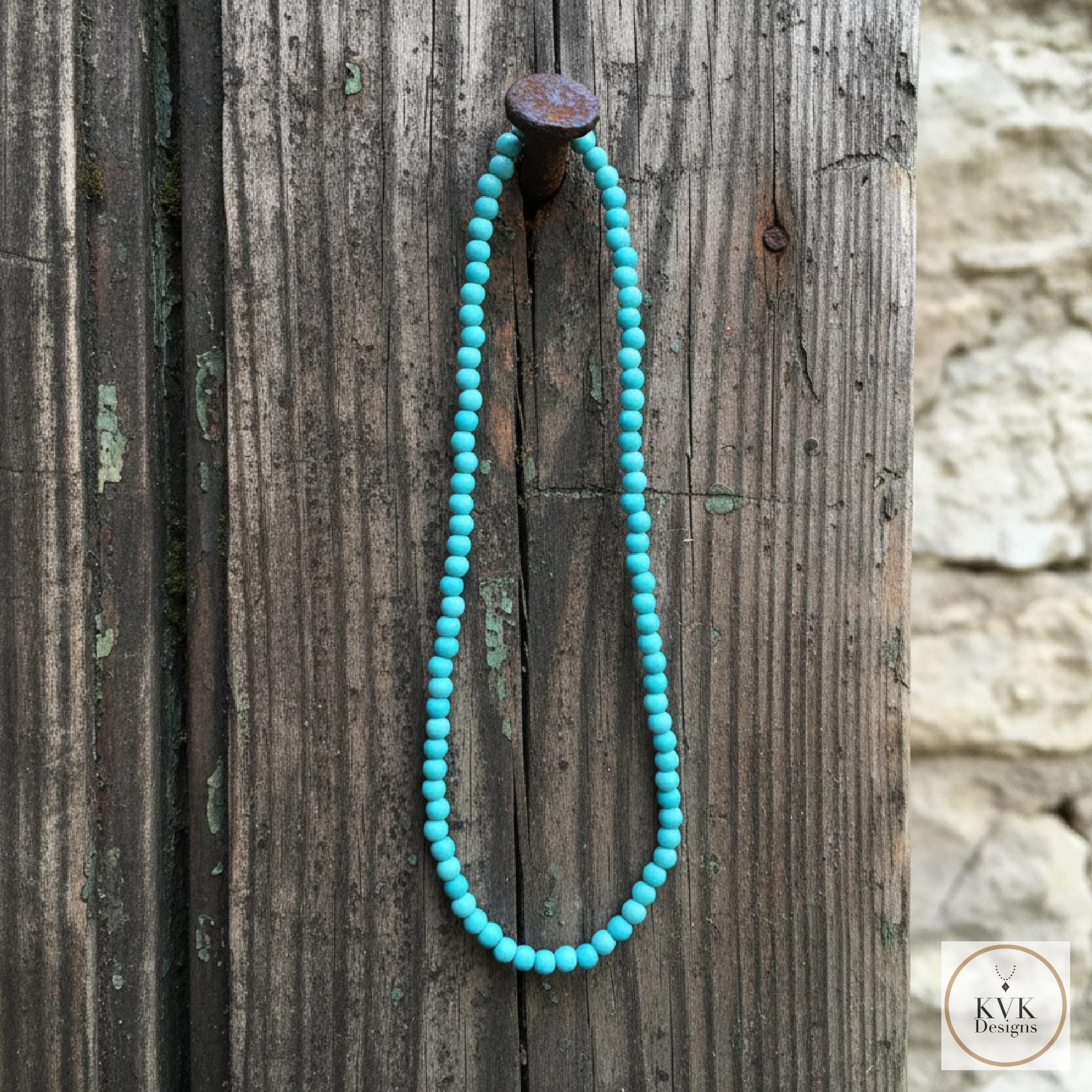 Turquoise Bead Necklace: Beaded Turquoise Choker