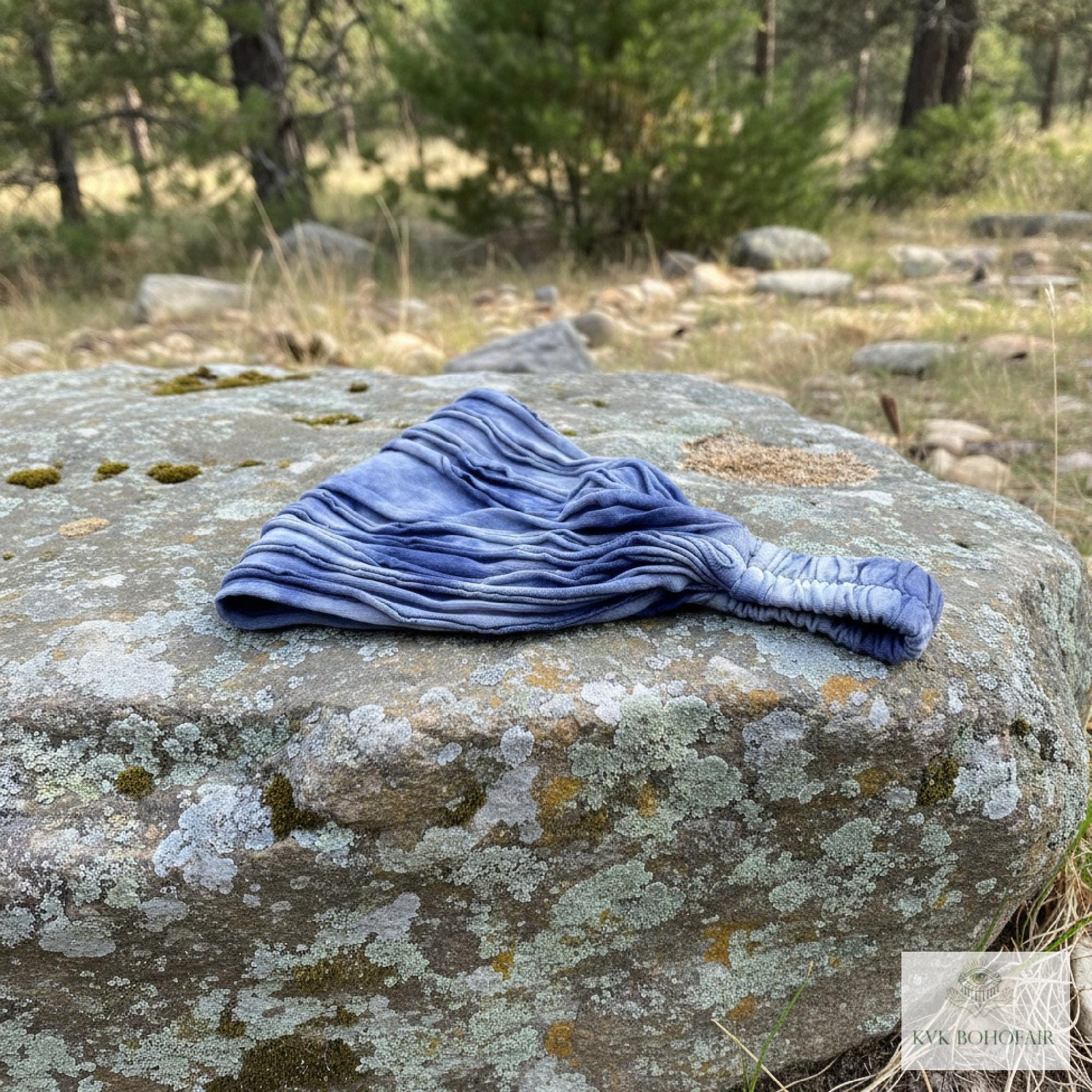 Indigo Blue Tie Dye Boho Headband - Stylish Bohemian Headwrap, Headbands for Women
