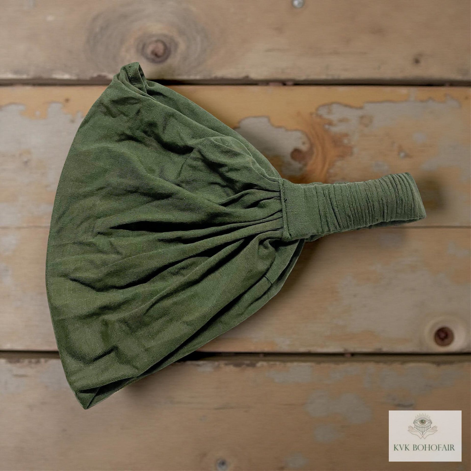 Olive Green Boho Headband -  Stylish Bohemian Headwrap, Headbands for Women