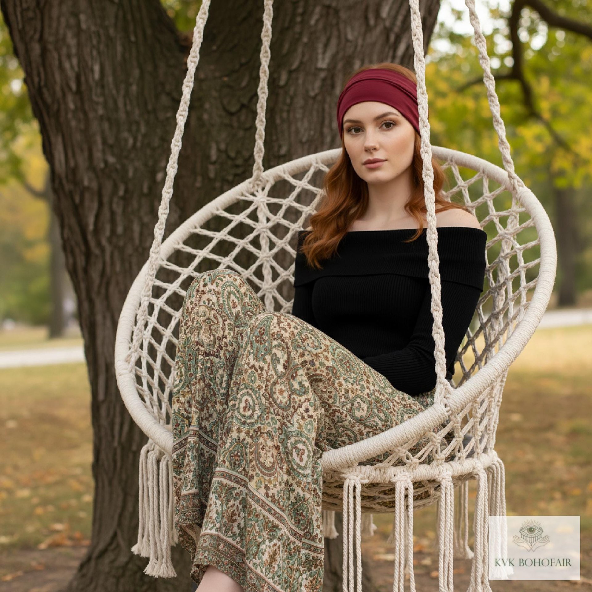 Red Boho Headband -  Stylish Bohemian Headwrap, Headbands for Women