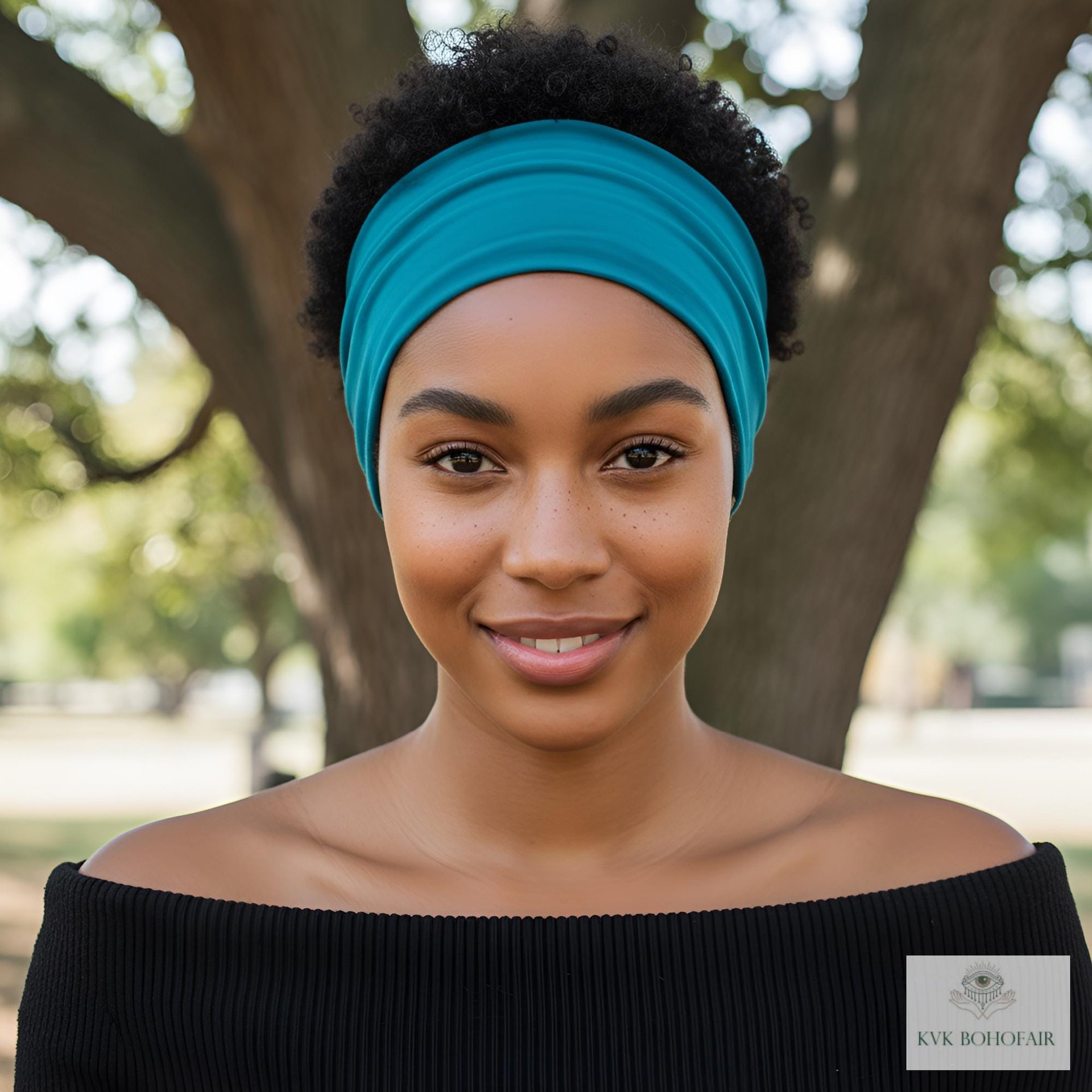 Teal Blue Boho Headband - Stylish Bohemian Headwrap, Headbands for Women