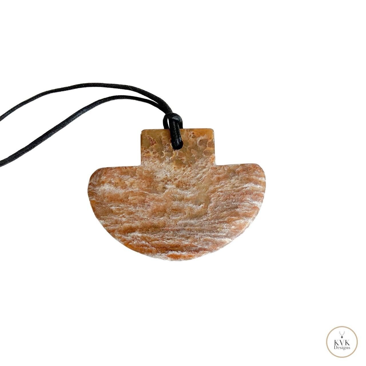Natural Serpentine Axe Pendant - Handcrafted Earthy Gemstone Necklace, Handmade Stone Jewelry