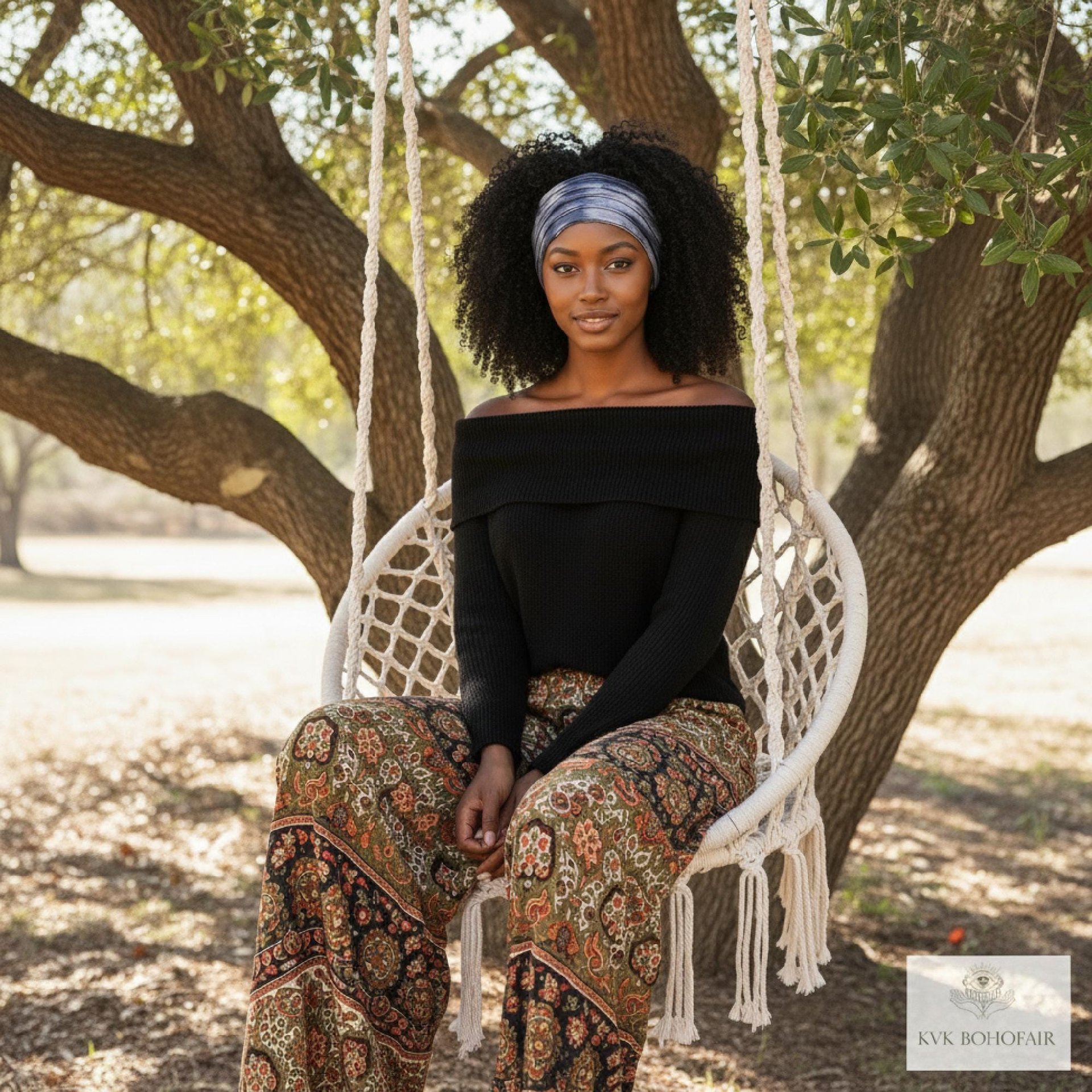 Indigo Blue Tie Dye Boho Headband - Stylish Bohemian Headwrap, Headbands for Women