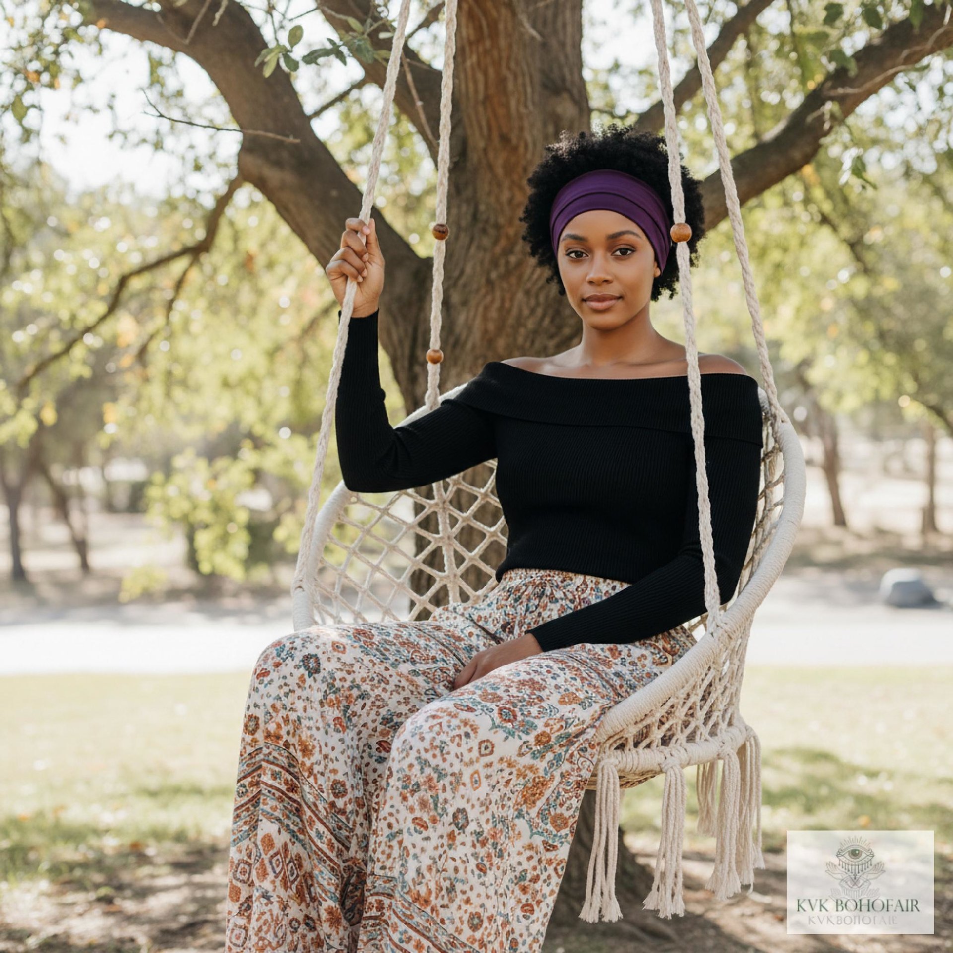 Purple Boho Headband -  Stylish Bohemian Headwrap, Headbands for Women