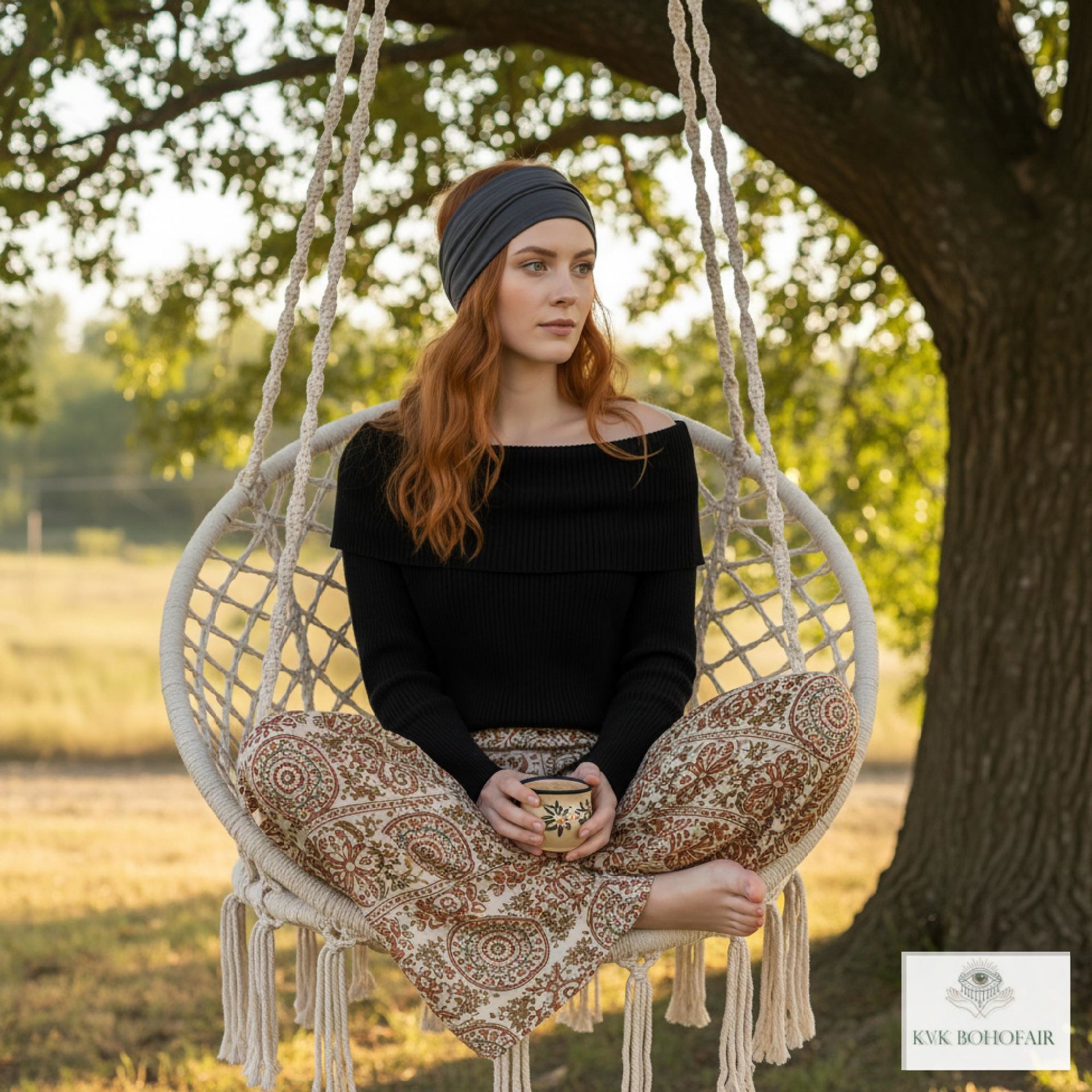 Gray Boho Headband - Stylish Bohemian Headwrap, Headbands for Women