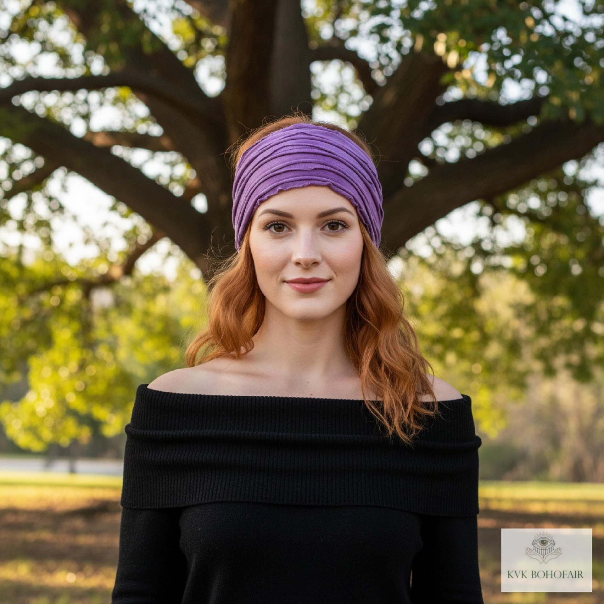 Purple Tie-Dye Boho Headband -  Stylish Bohemian Headwrap, Headbands for Women