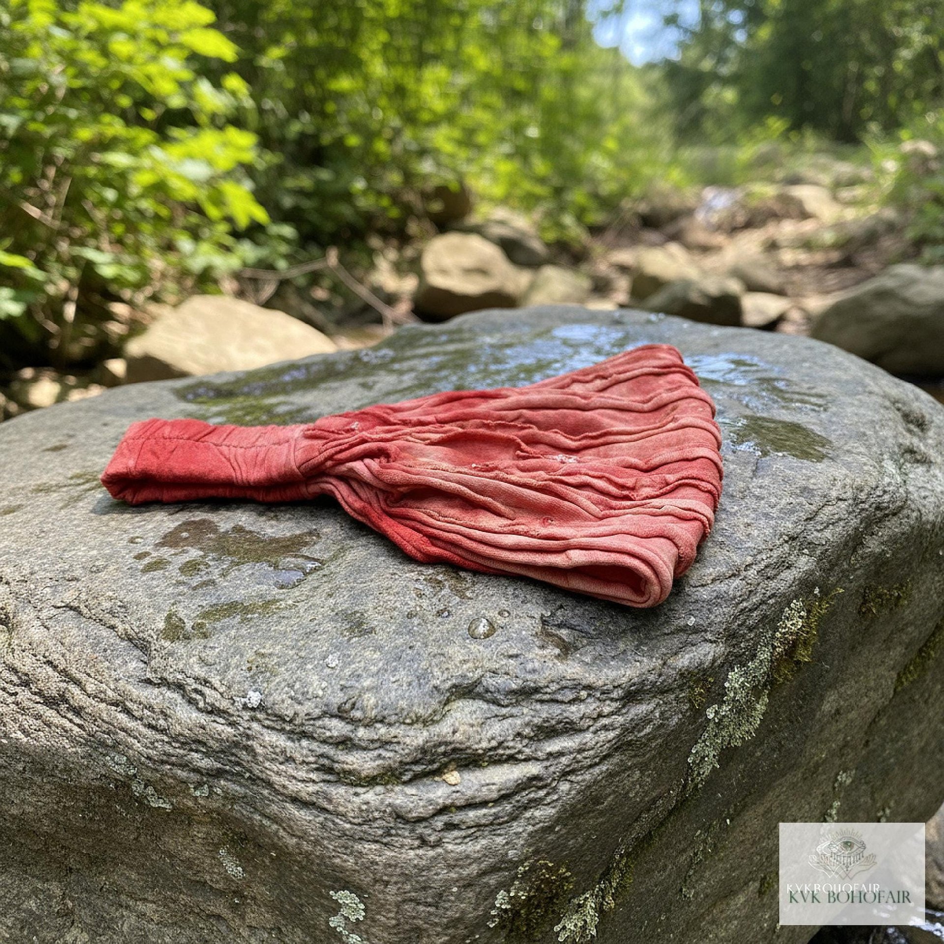 Red Tie Dye Boho Headband - Stylish Bohemian Headwrap, Headbands for Women