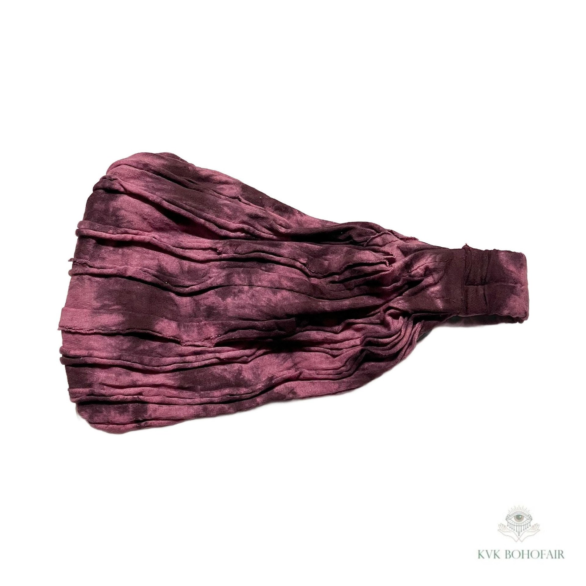 Maroon Tie Dye Boho Headband - Stylish Bohemian Headwrap, Headbands for Women