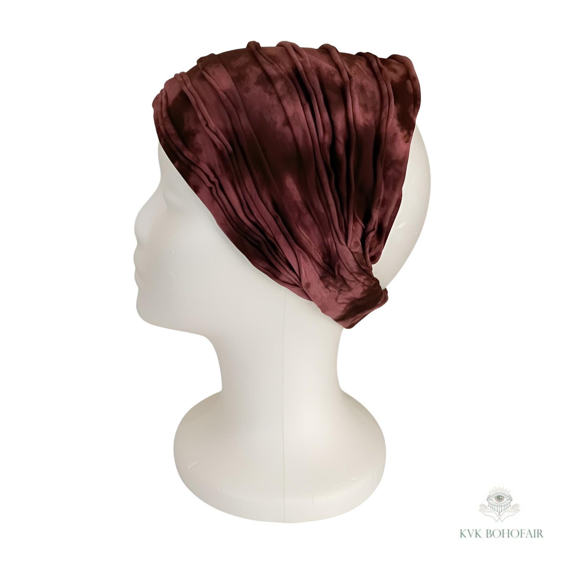 Maroon Tie Dye Boho Headband - Stylish Bohemian Headwrap, Headbands for Women