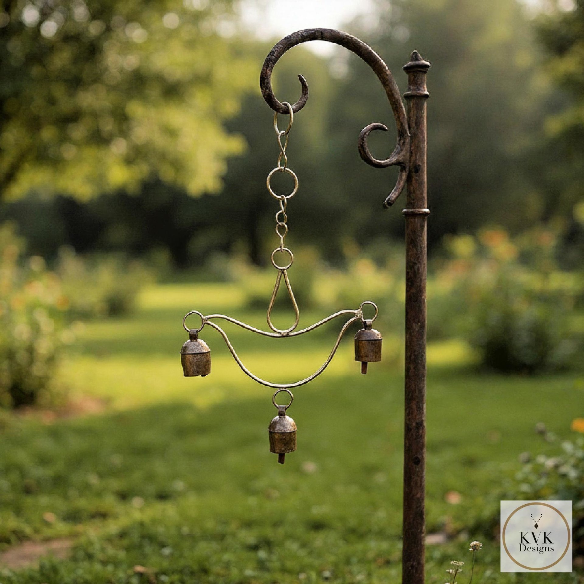 Handmade Lotus Flower Windchime - Artisan Zen Metal Yard Art
