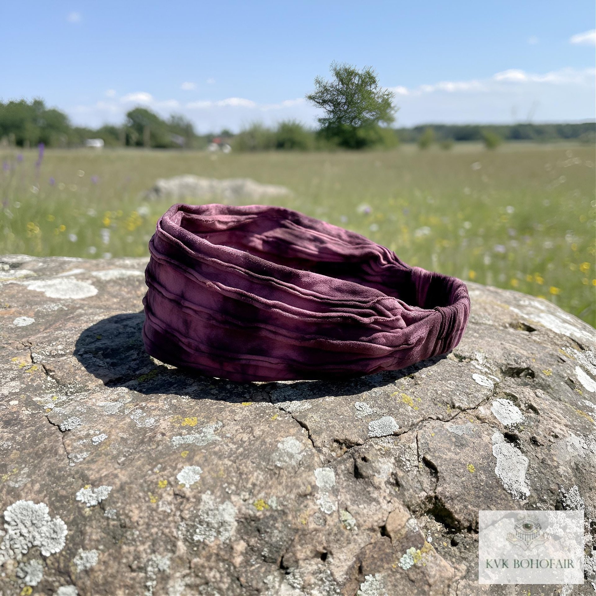 Maroon Tie Dye Boho Headband - Stylish Bohemian Headwrap, Headbands for Women