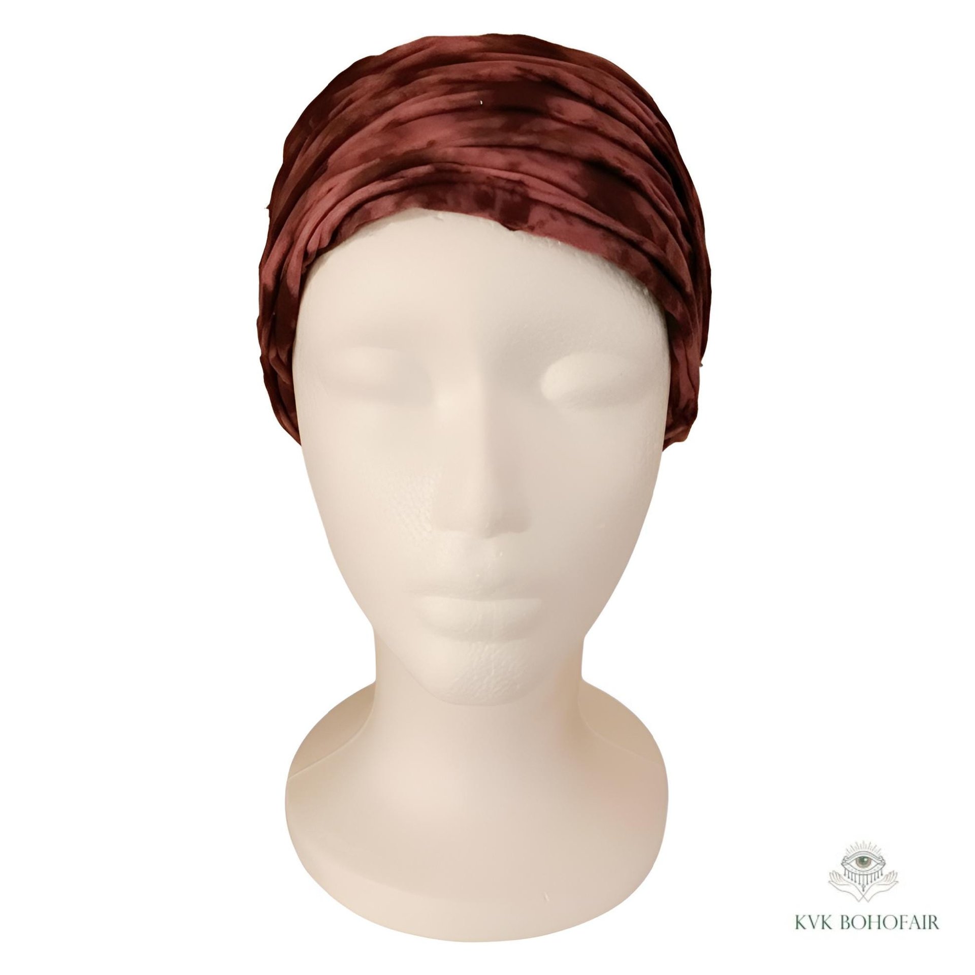 Maroon Tie Dye Boho Headband - Stylish Bohemian Headwrap, Headbands for Women