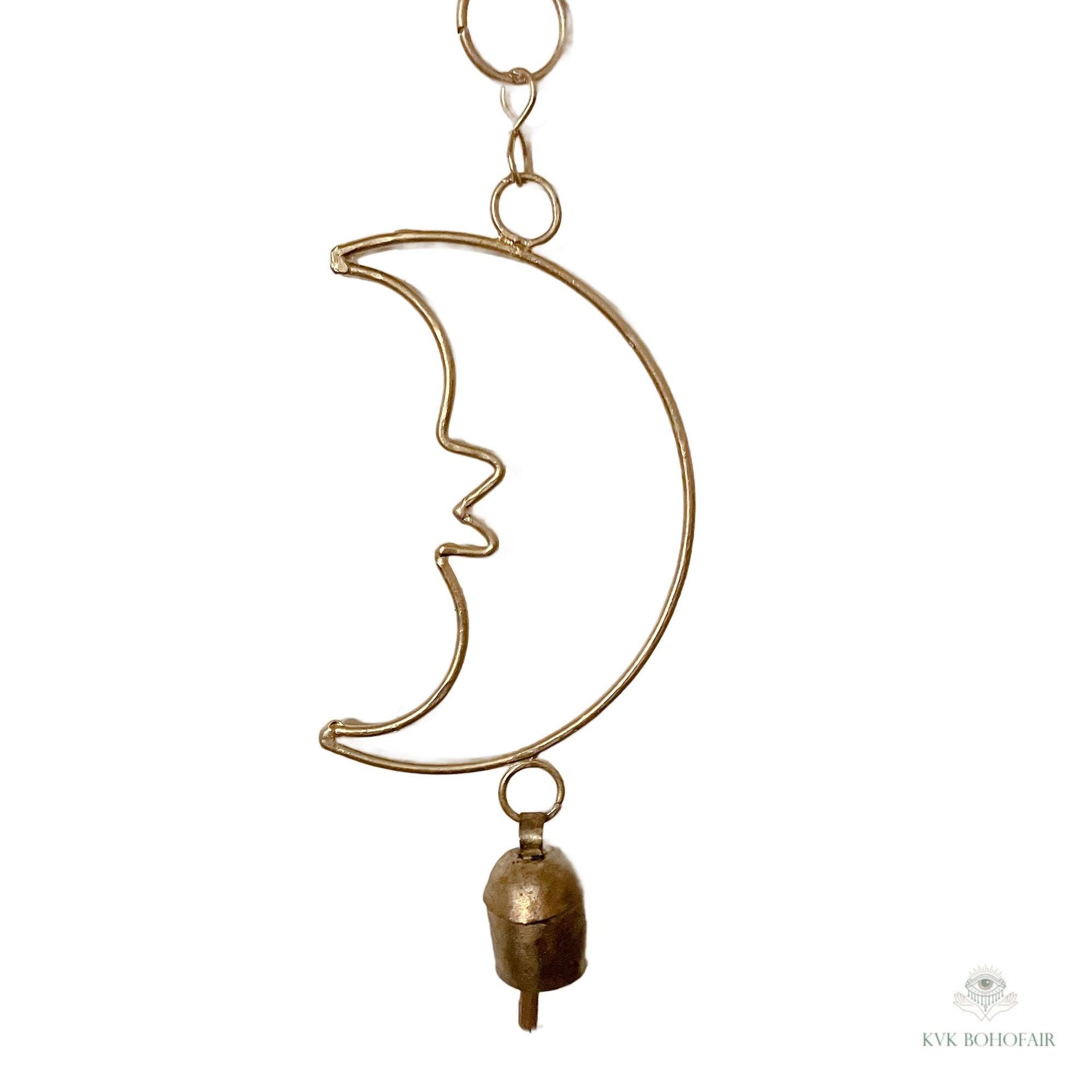 Crescent Moon Chime - Handmade Artisan Boho Metal Celestial Yard Decor