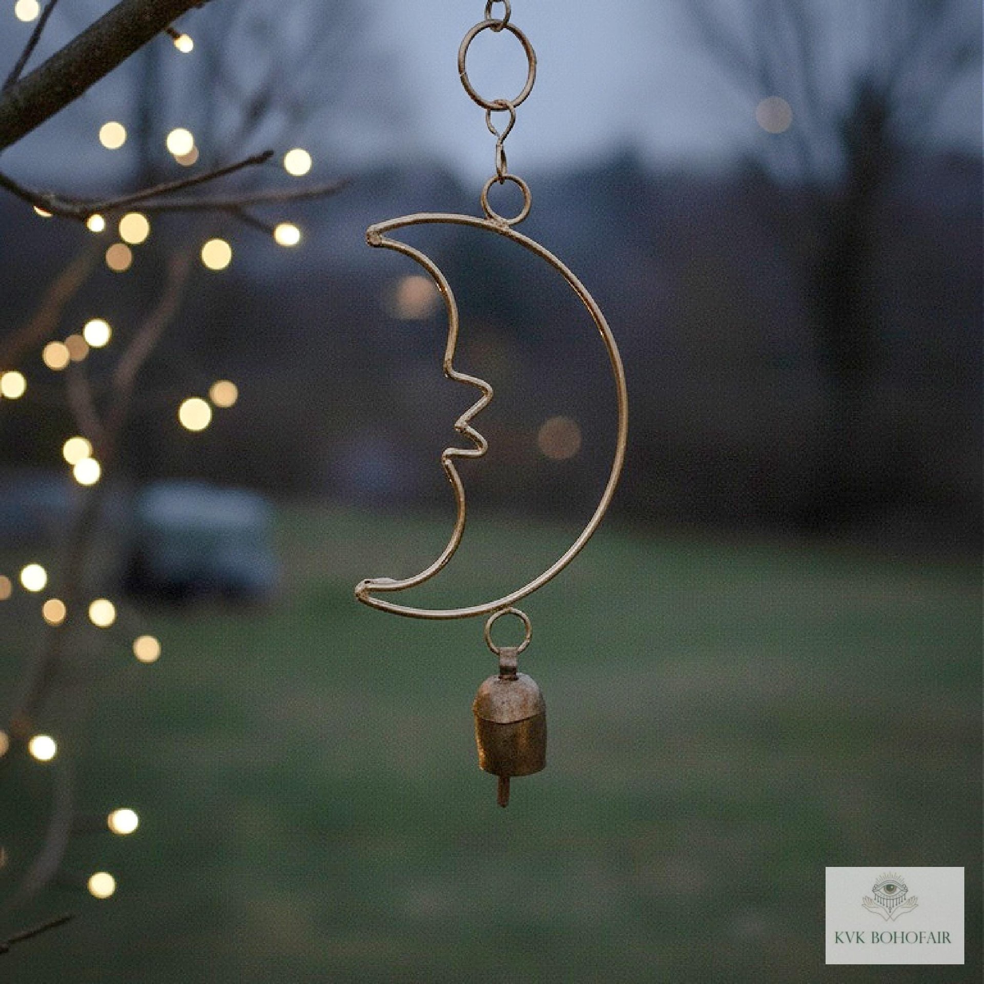 Crescent Moon Chime - Handmade Artisan Boho Metal Celestial Yard Decor