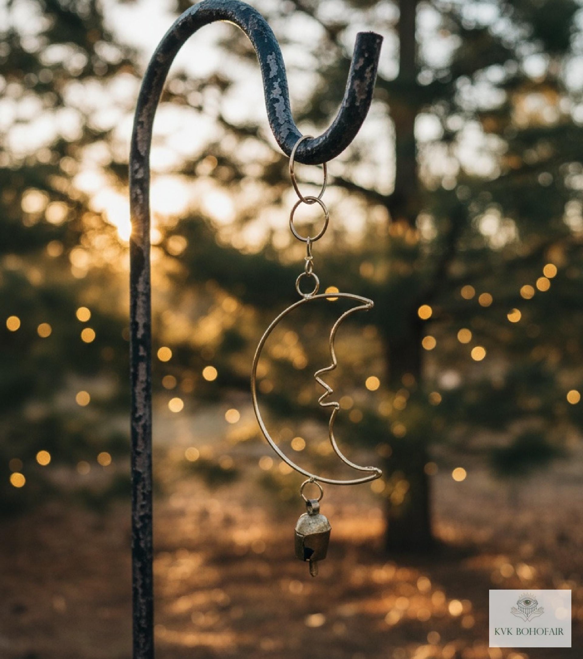 Crescent Moon Chime - Handmade Artisan Boho Metal Celestial Yard Decor