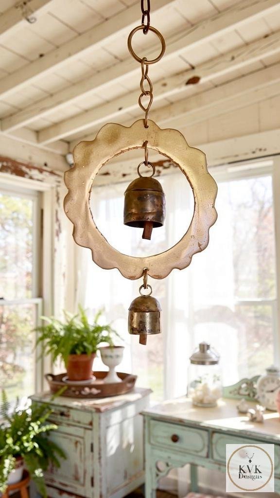 Handmade Double Sun Bells Metal Wind Chime - Soothing Outdoor Sounds, Rustic Garden Decor