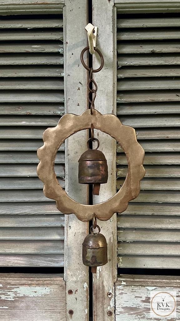 Handmade Double Sun Bells Metal Wind Chime - Soothing Outdoor Sounds, Rustic Garden Decor