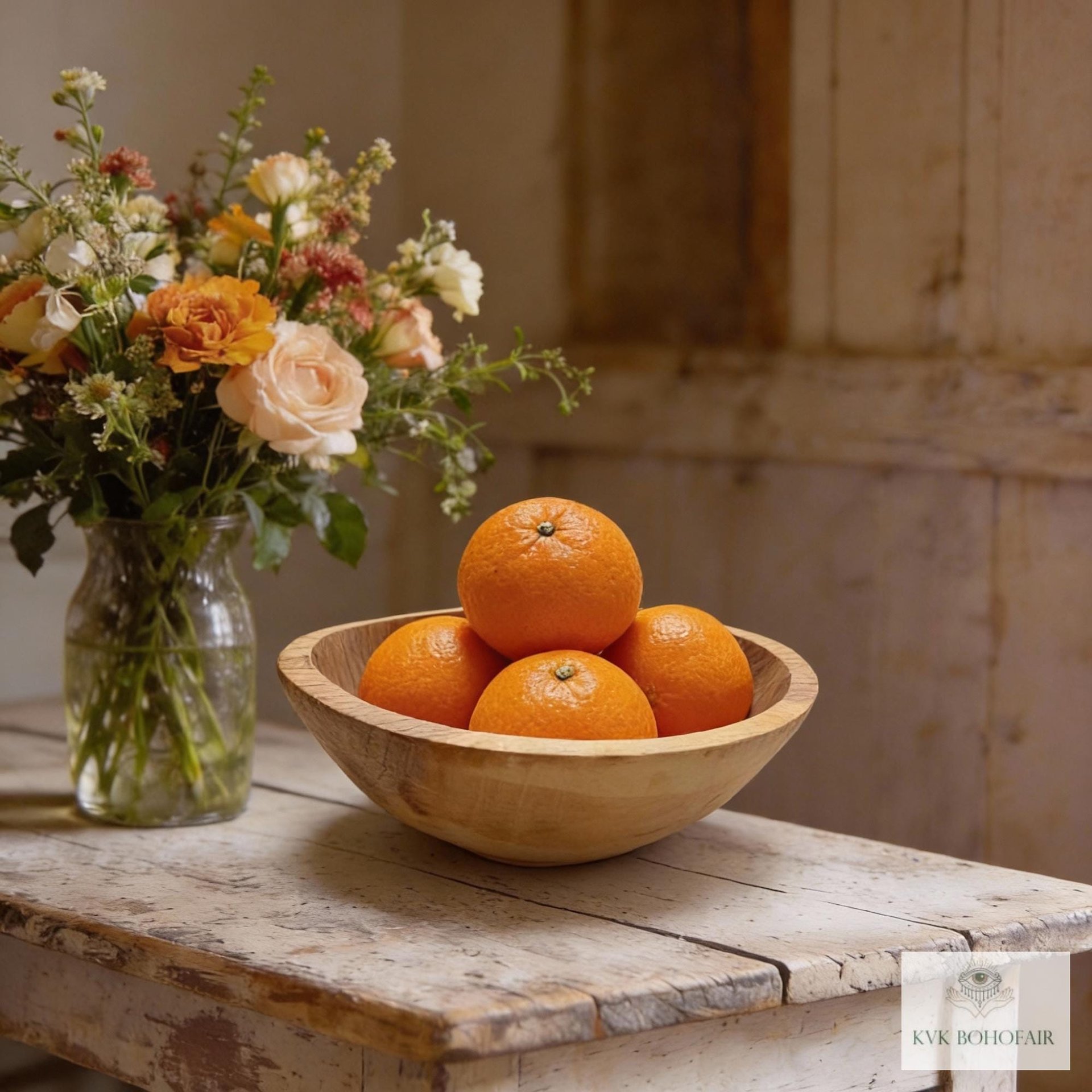 Handcrafted Rustic Olive Wood Bowl - 6 Inch Wooden Kitchen Tableware