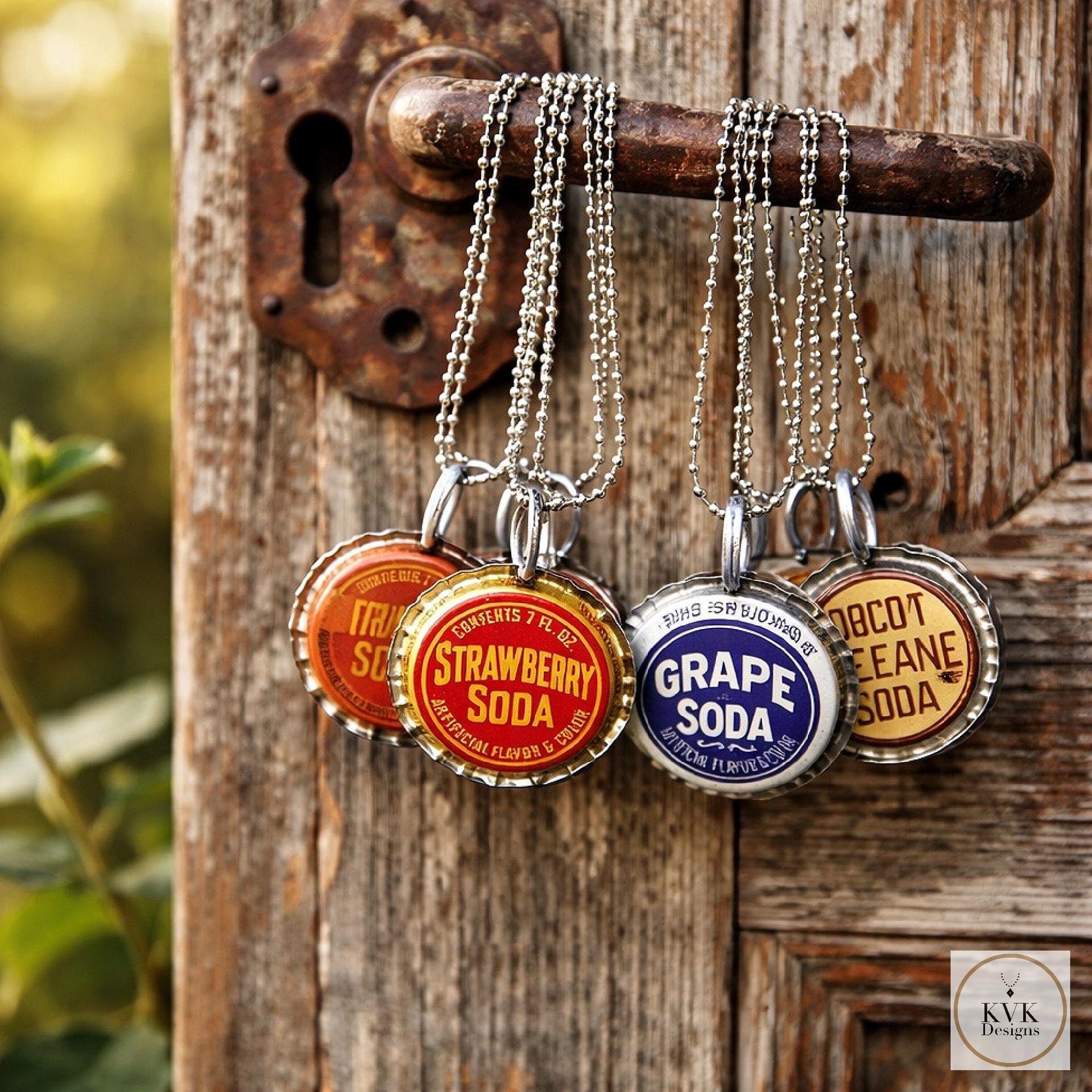 Vintage Soda Bottle Cap Necklace, Retro 1970s Americana Jewelry