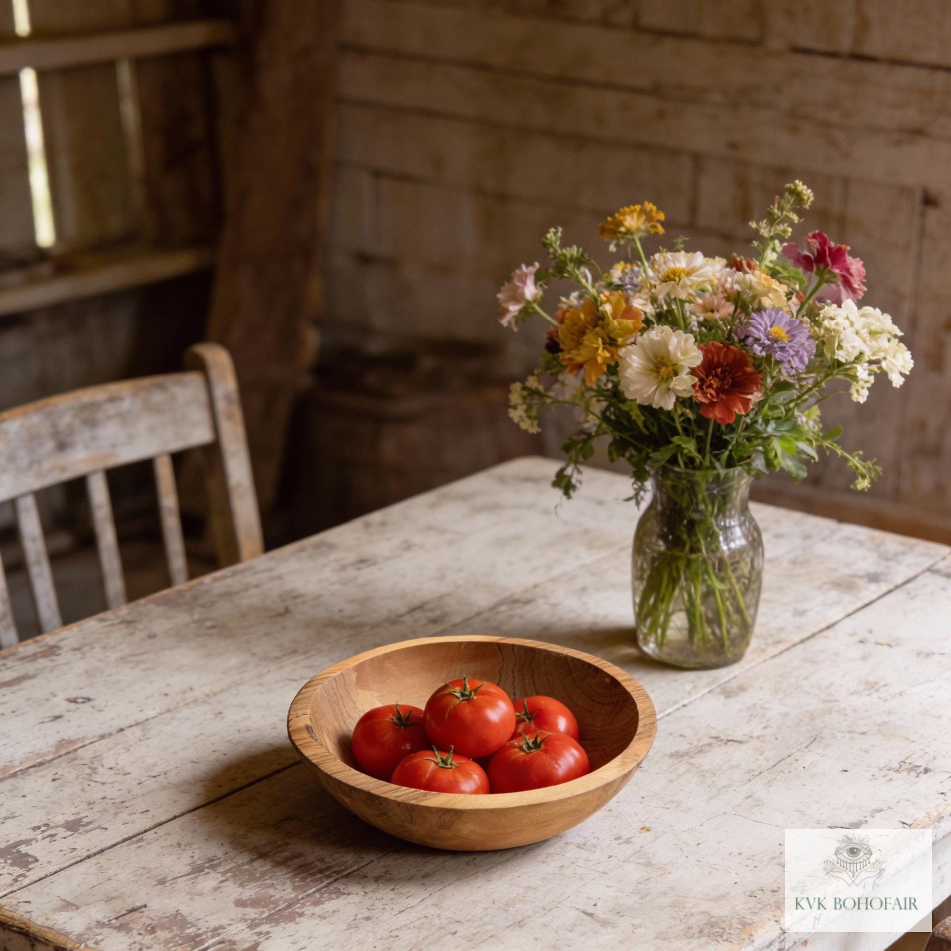 Handcrafted Rustic Olive Wood Bowl - 6 Inch Wooden Kitchen Tableware