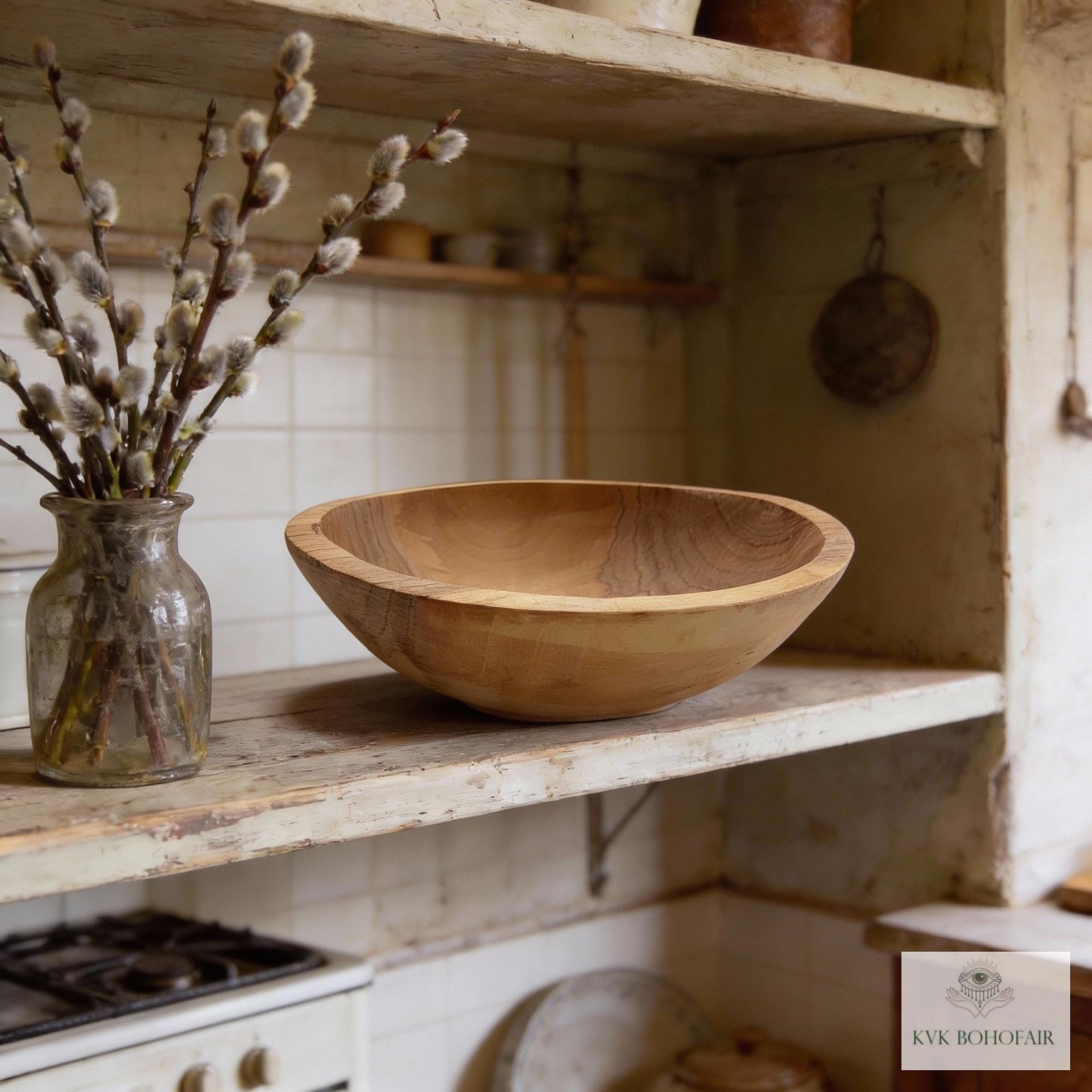 Handcrafted Rustic Olive Wood Bowl - 6 Inch Wooden Kitchen Tableware