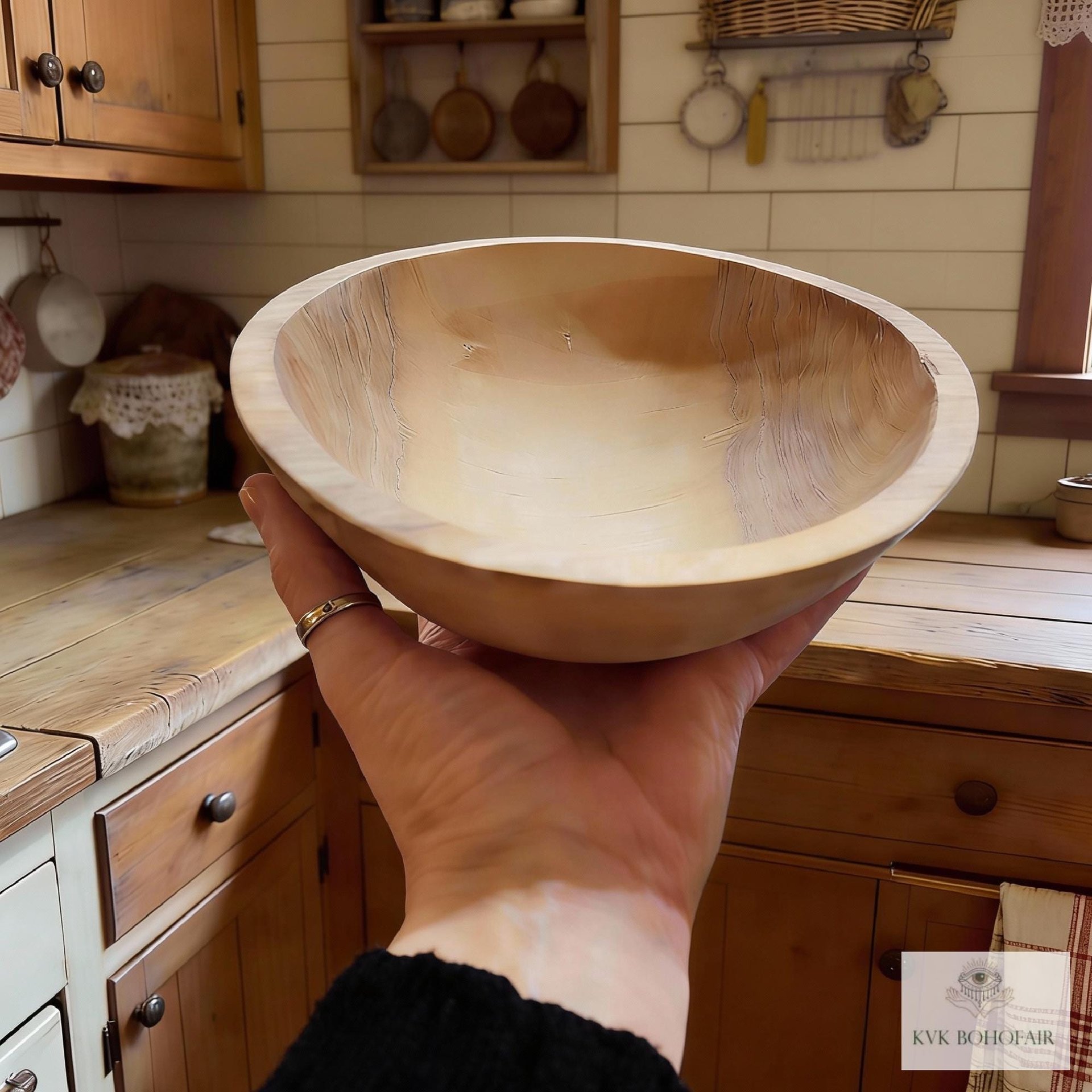 Handcrafted Rustic Olive Wood Bowl - 6 Inch Wooden Kitchen Tableware