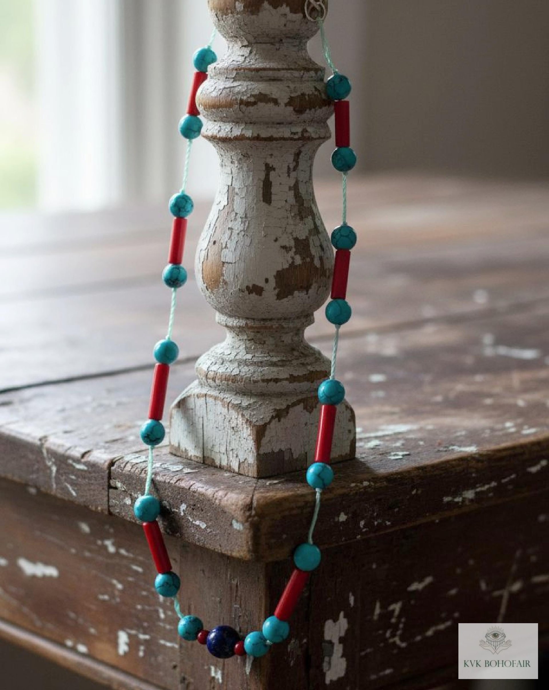 Handcrafted Nepal Beaded Necklace, Boho Gemstone Jewelry