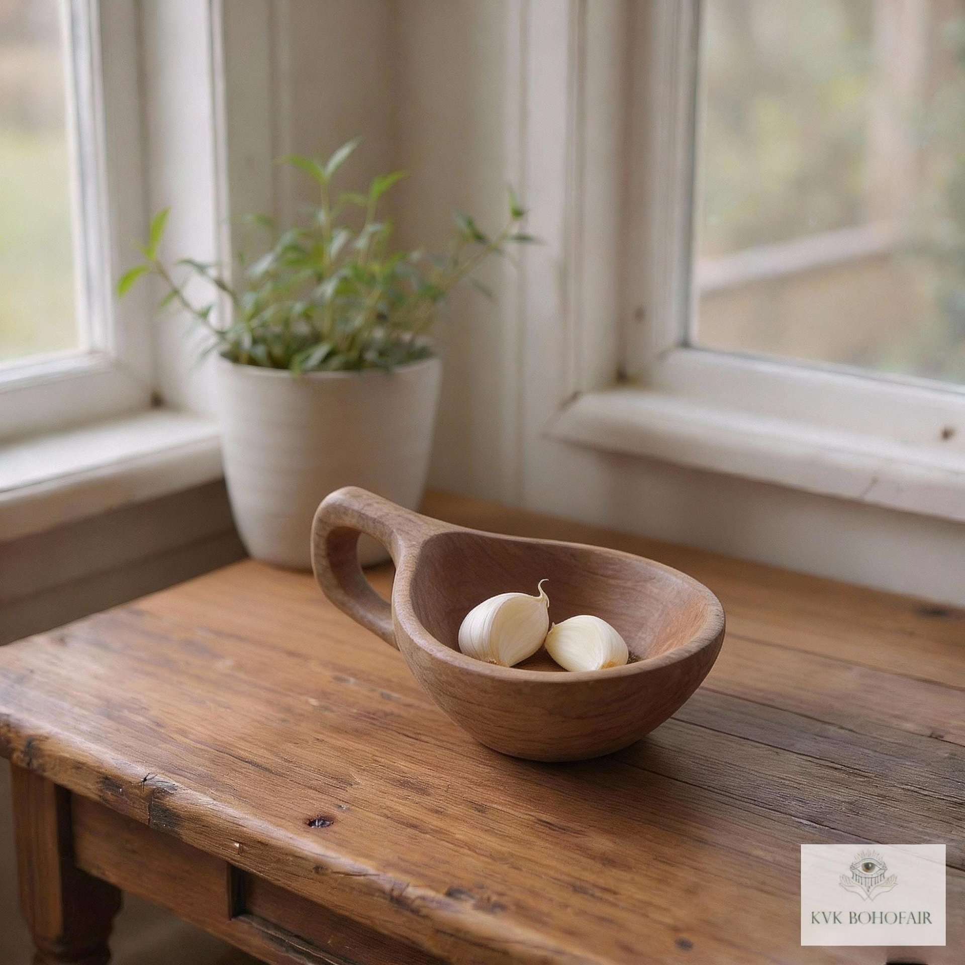 Hand Carved Olive Wood Salt Pot with Handle: Kenyan Kitchen Decor