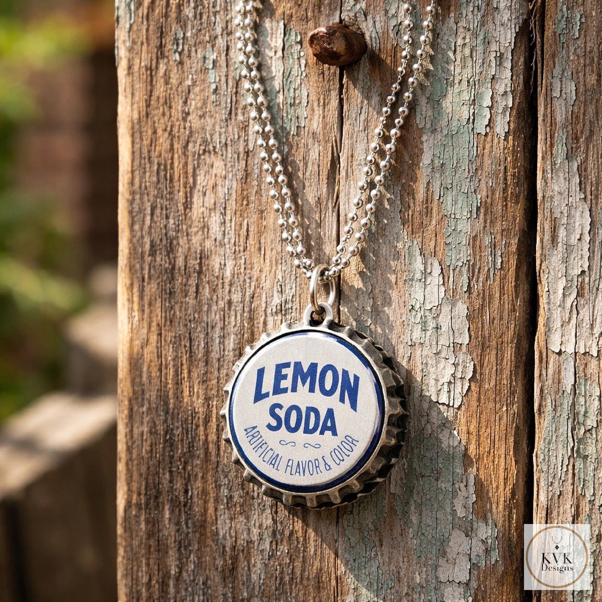 Vintage Soda Bottle Cap Necklace, Retro 1970s Americana Jewelry