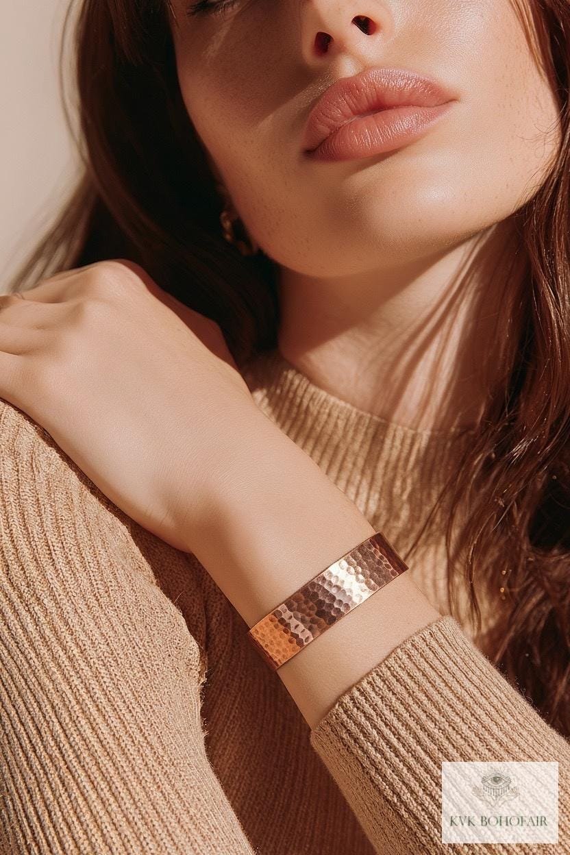 Handcrafted Hammered Copper Cuff – Handcrafted Boho Bracelet, Bohemian Jewelry