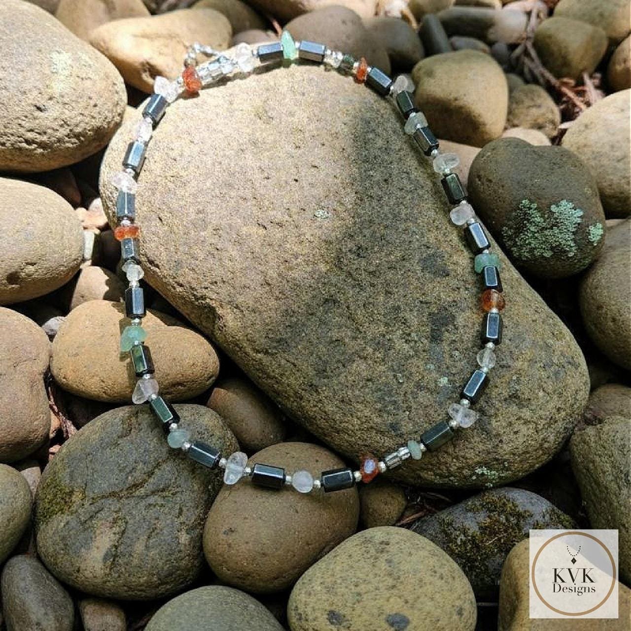 Semiprecious Stone & Hematite Necklace
