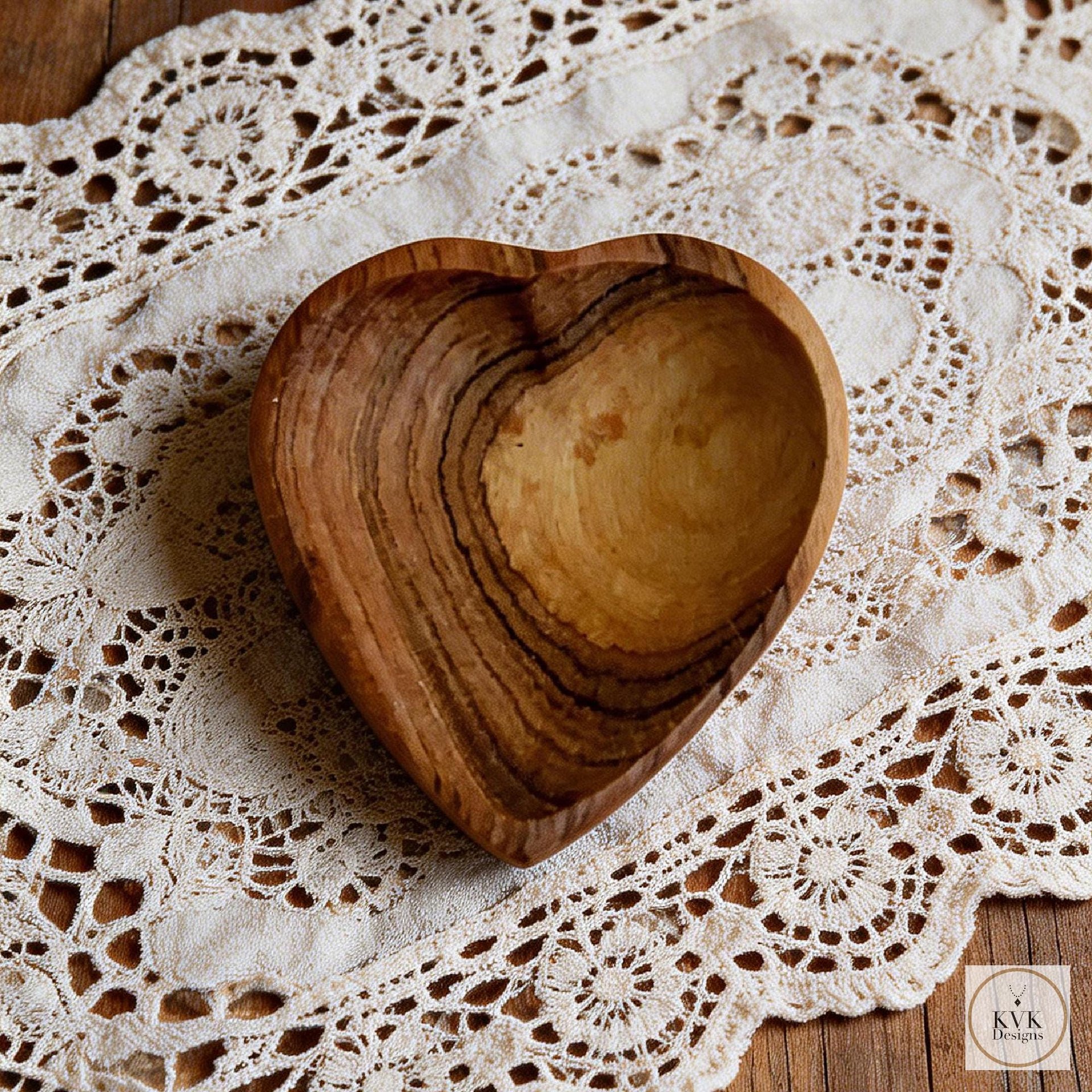 Small Olive Wood Heart Bowl - Trinket Dish