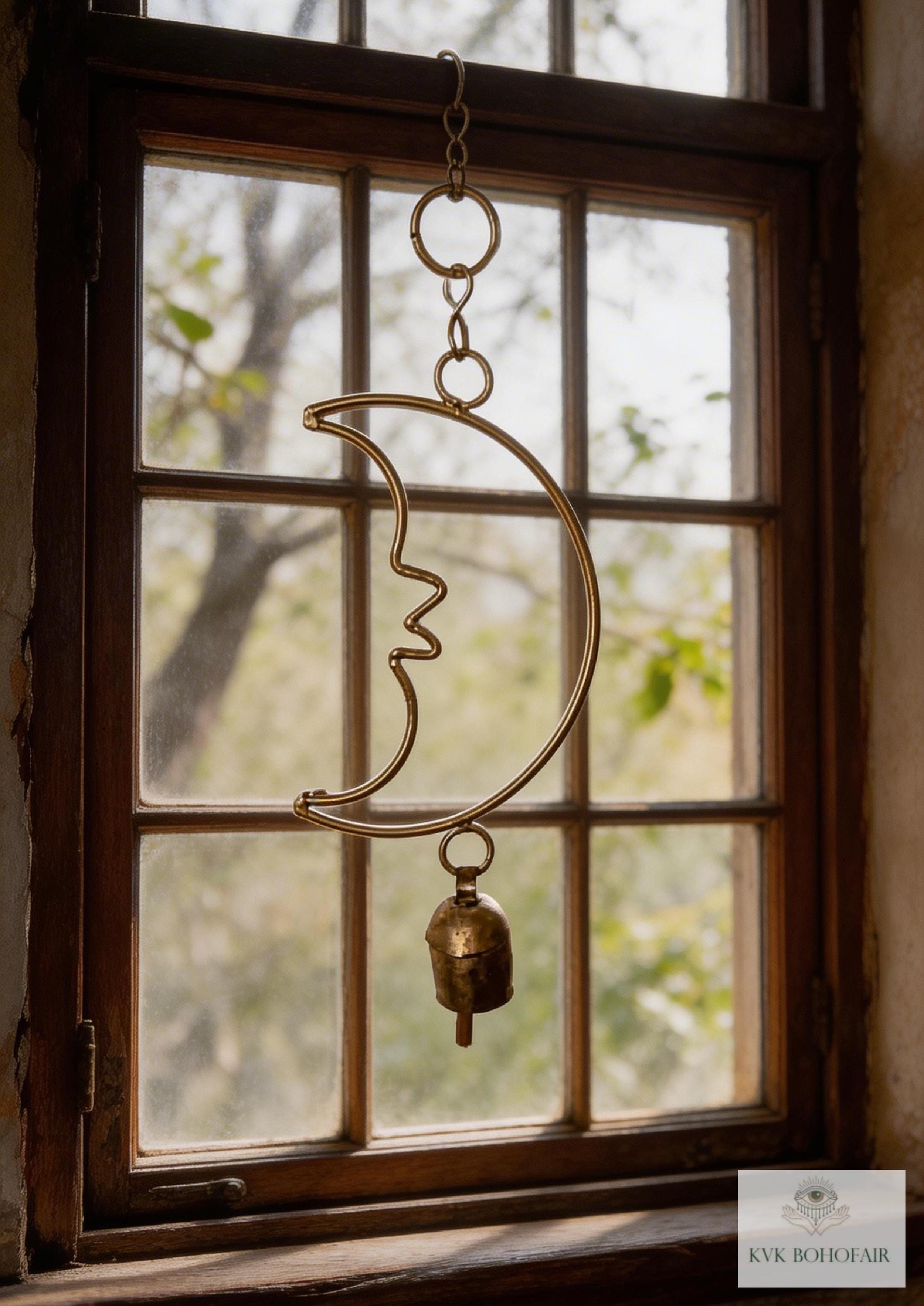 Crescent Moon Chime - Handmade Artisan Boho Metal Celestial Yard Decor