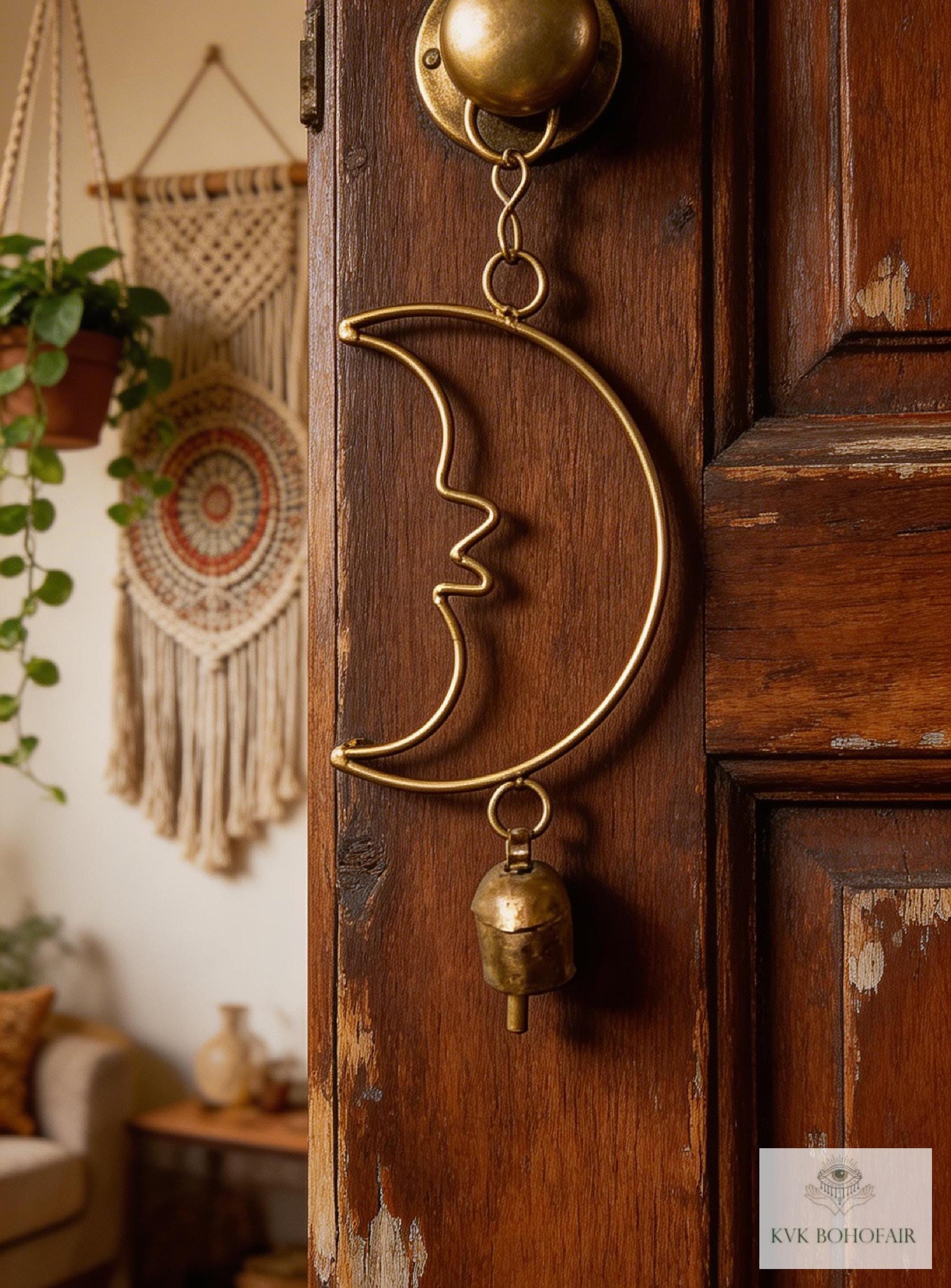 Crescent Moon Chime - Handmade Artisan Boho Metal Celestial Yard Decor