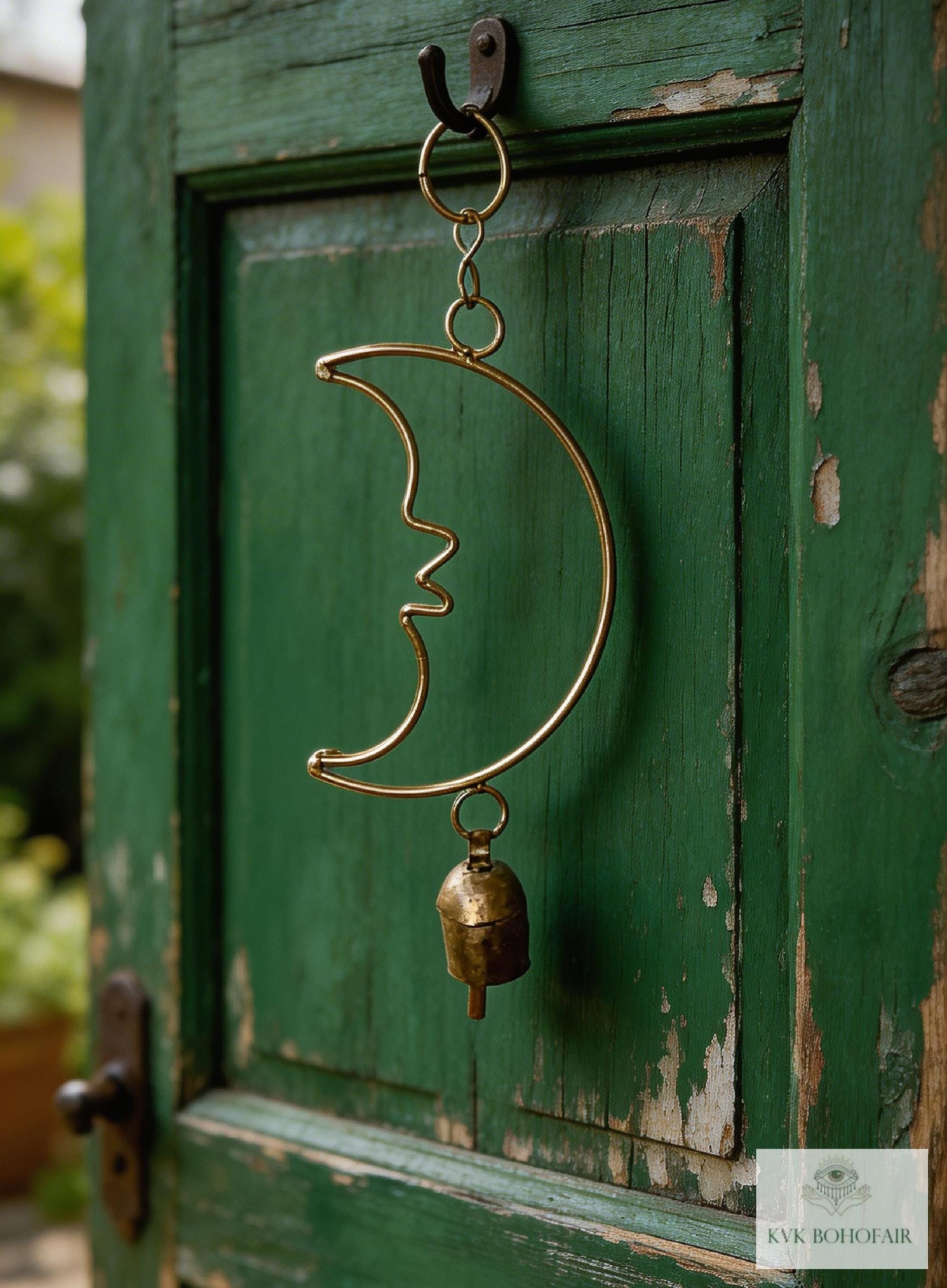 Crescent Moon Chime - Handmade Artisan Boho Metal Celestial Yard Decor