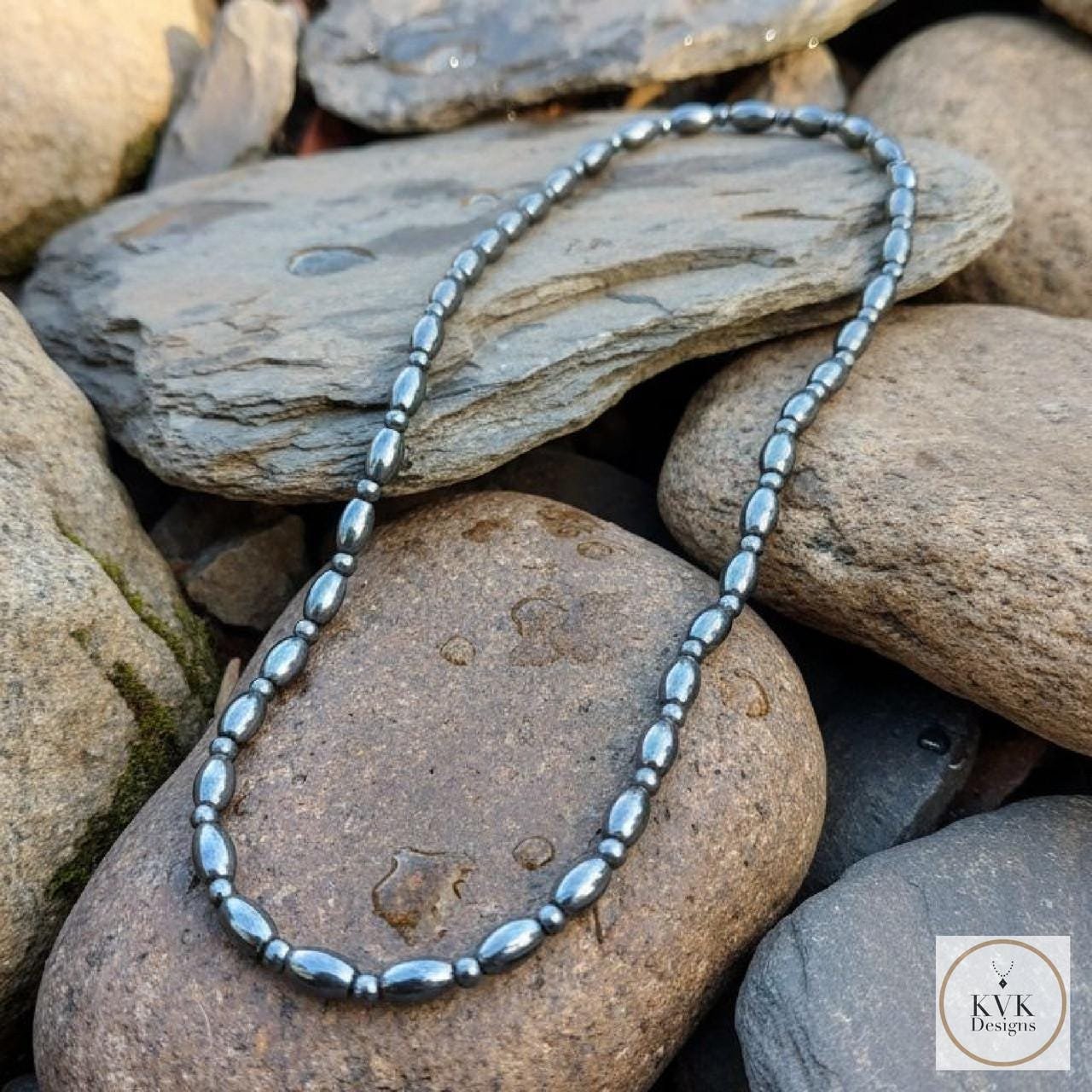 Magnetic Hematite Oval & Round Necklace