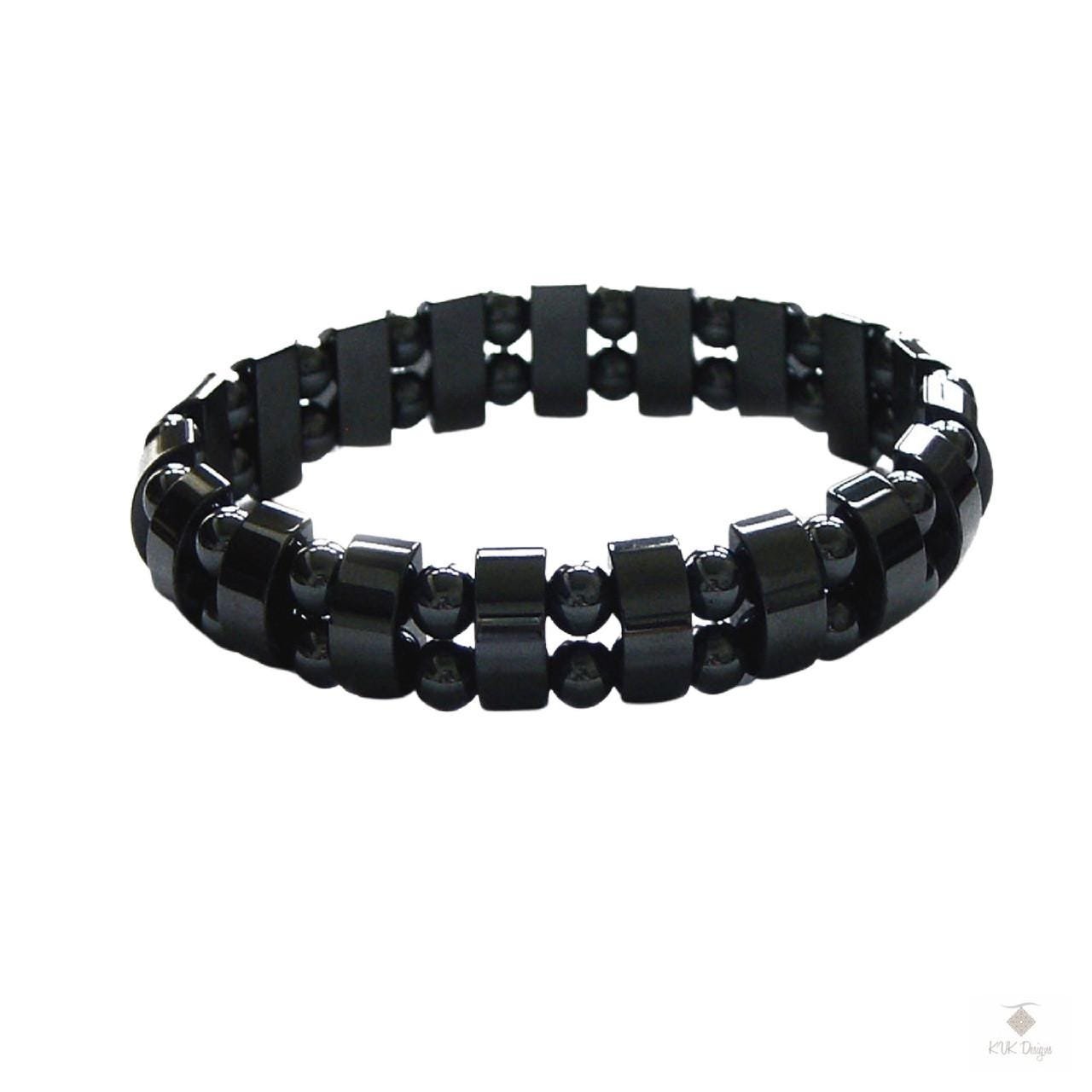 Mens Magnetic Hematite Black Pearl Bracelet