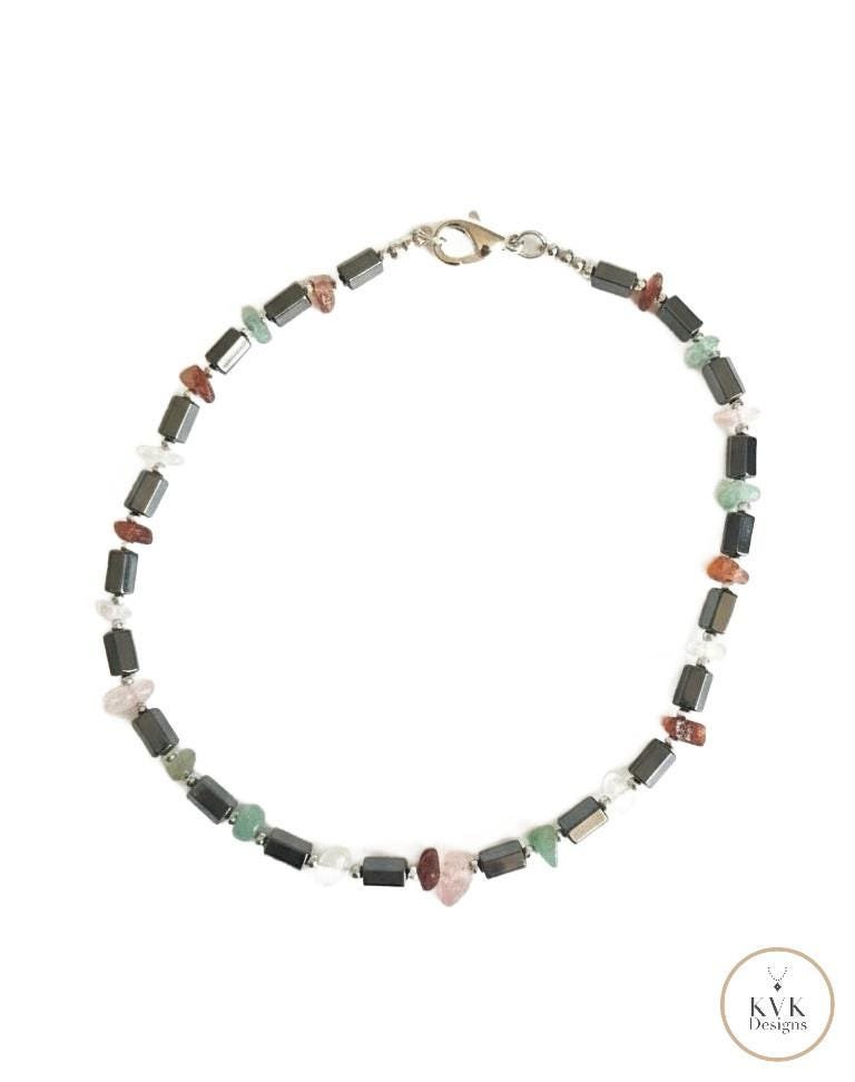 Semiprecious Stone & Hematite Necklace