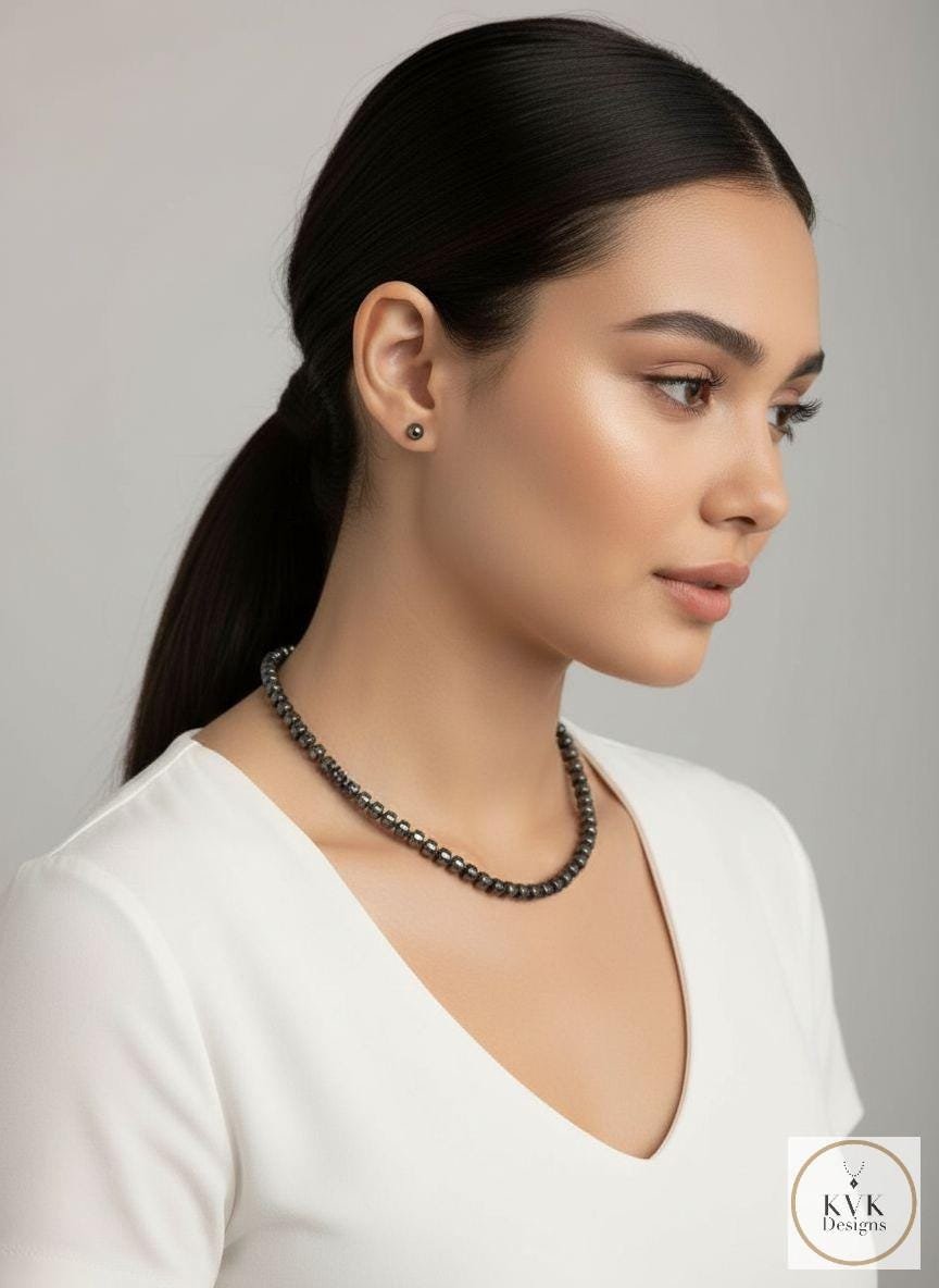 Faceted Hematite Bead Necklace