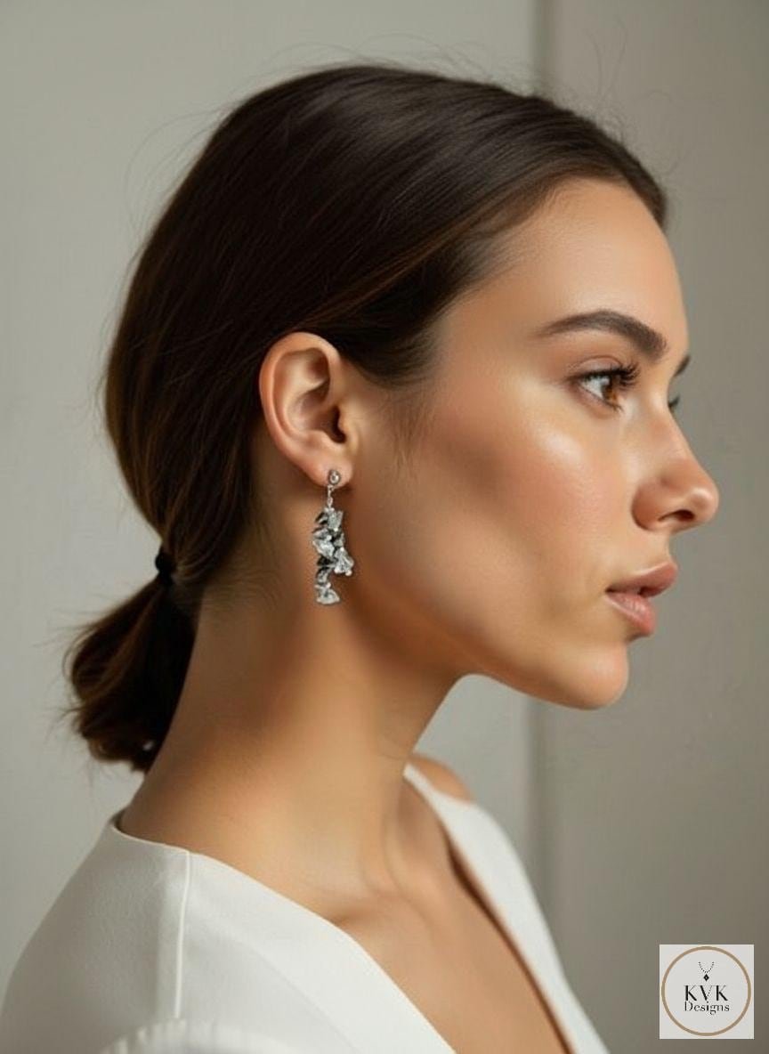 Hematite & Quartz Crystal Dangle Earrings