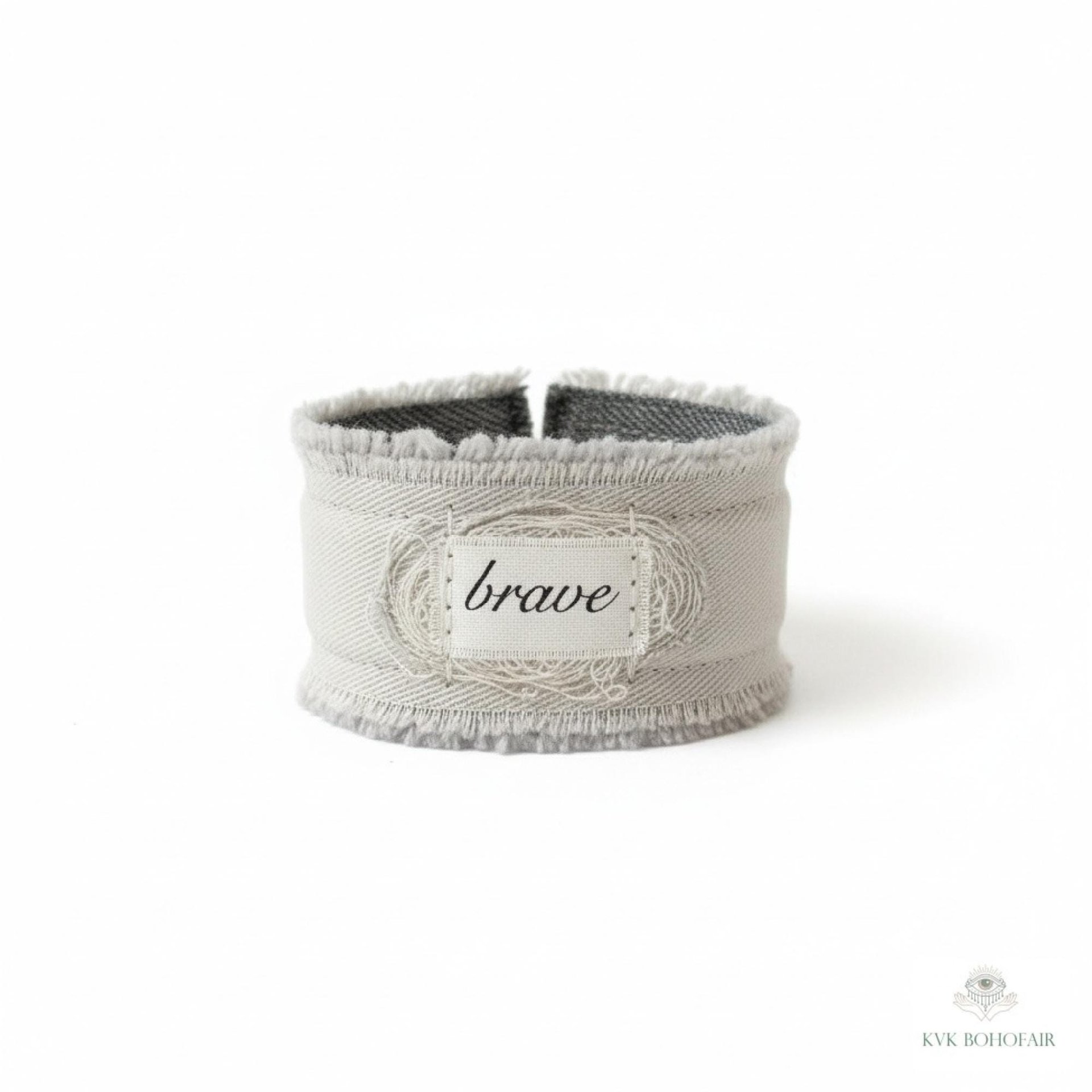 Brave Boho Cuff Bracelet – Stitched Cotton Fabric Wrist Cuff