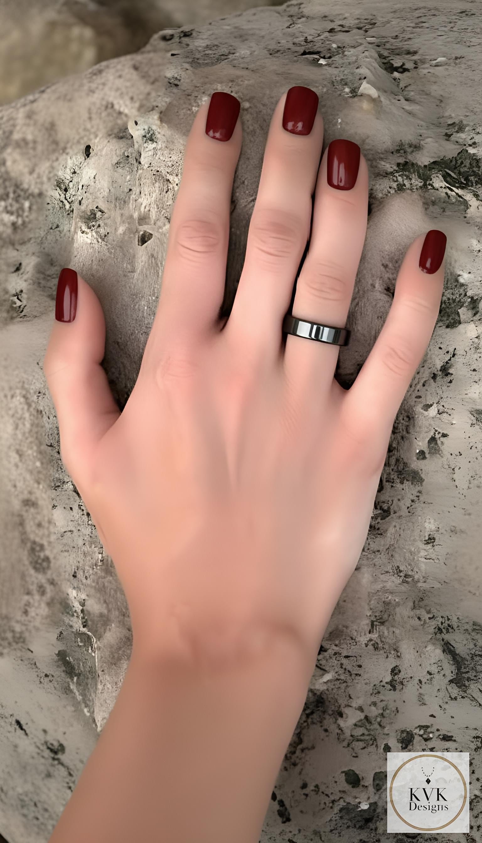 6mm Flat Hematite Ring 