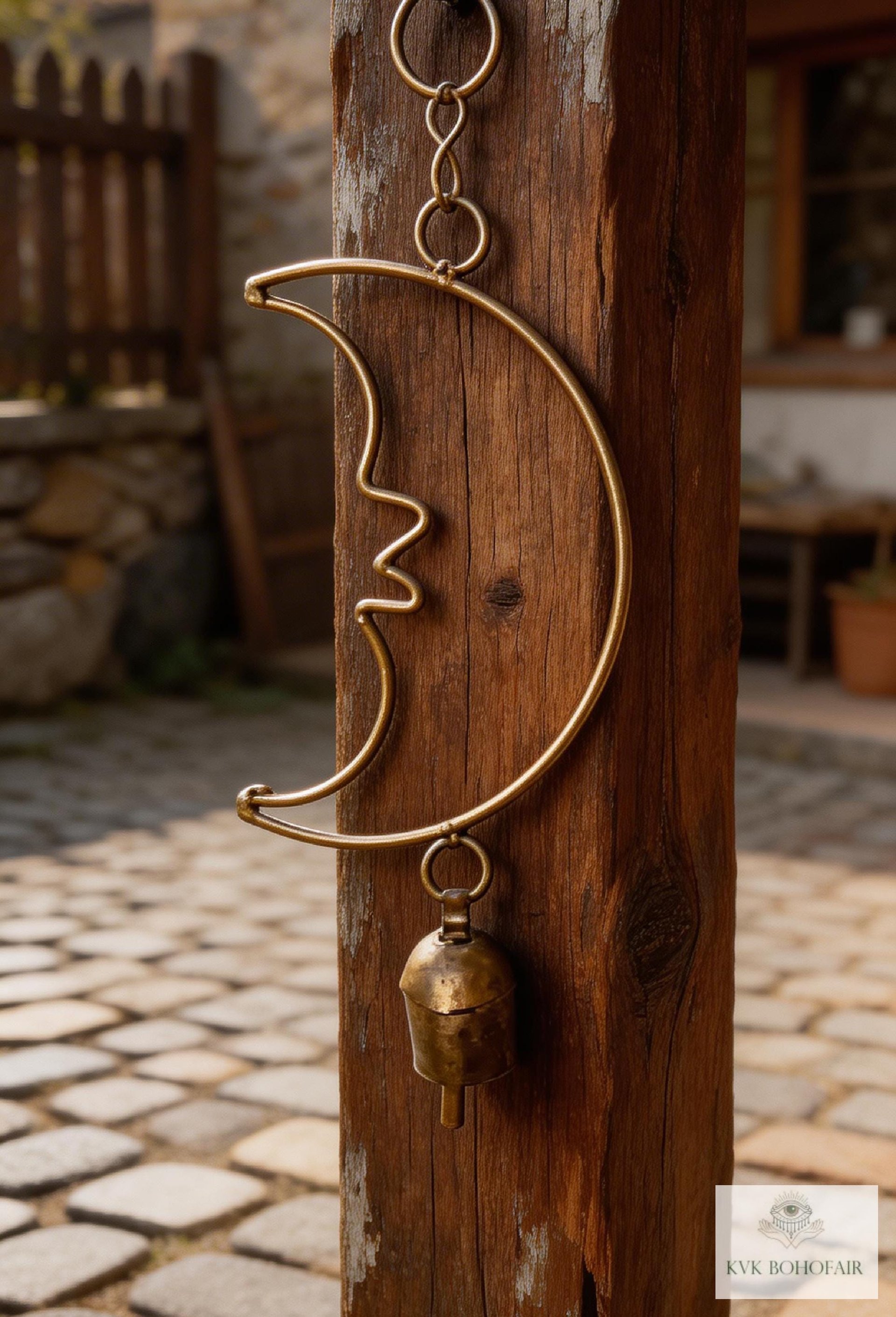 Crescent Moon Chime - Handmade Artisan Boho Metal Celestial Yard Decor