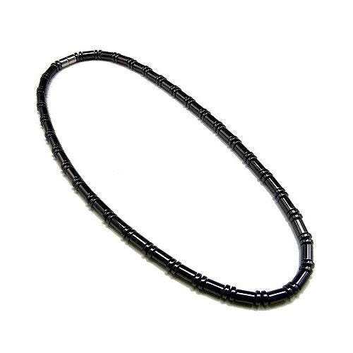 Men's Magnetic Hematite Cylinder Bead Necklace
