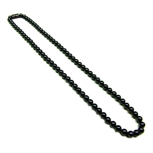 Men's Magnetic Hematite Round Bead Necklace