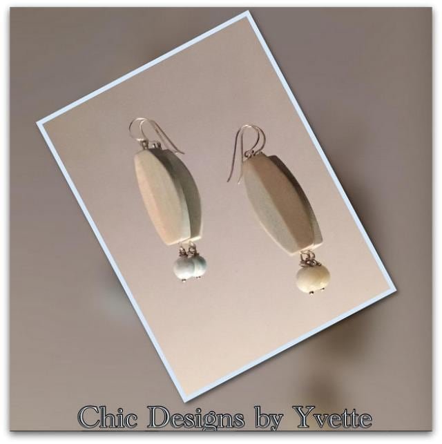 Summer Breeze Wood and Aquamarine Dangle Earrings